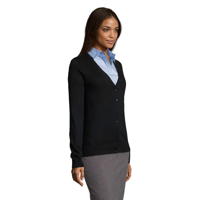 Damen-Strickjacke mit V-Ausschnitt Golden