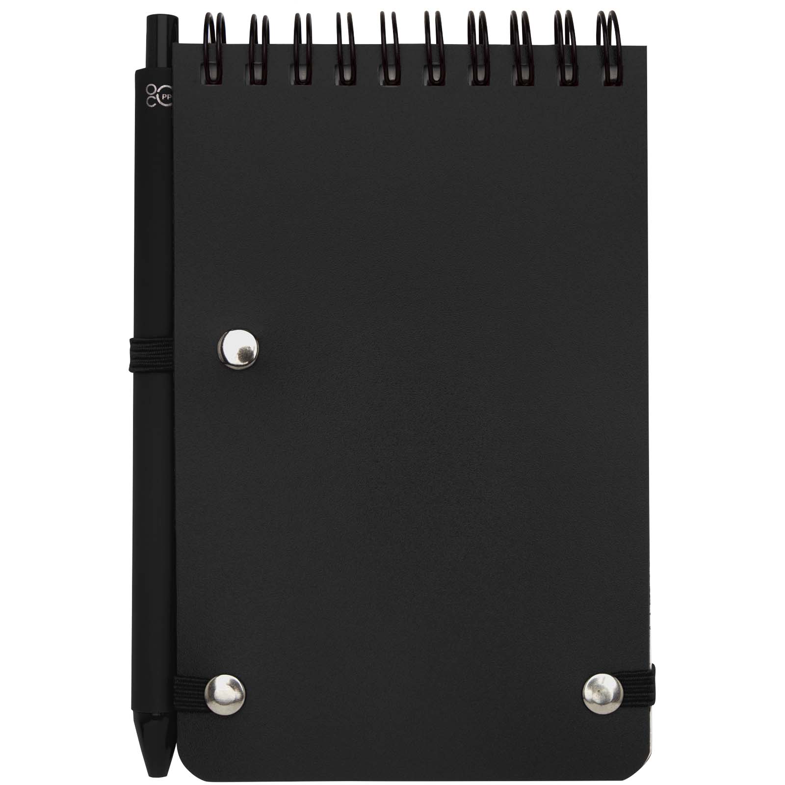 Thalaasa A6 Hardcover Notizbuch aus Ocean Bound Kunststoff mit Kugelschreiber (schwarze Mine) schwarz