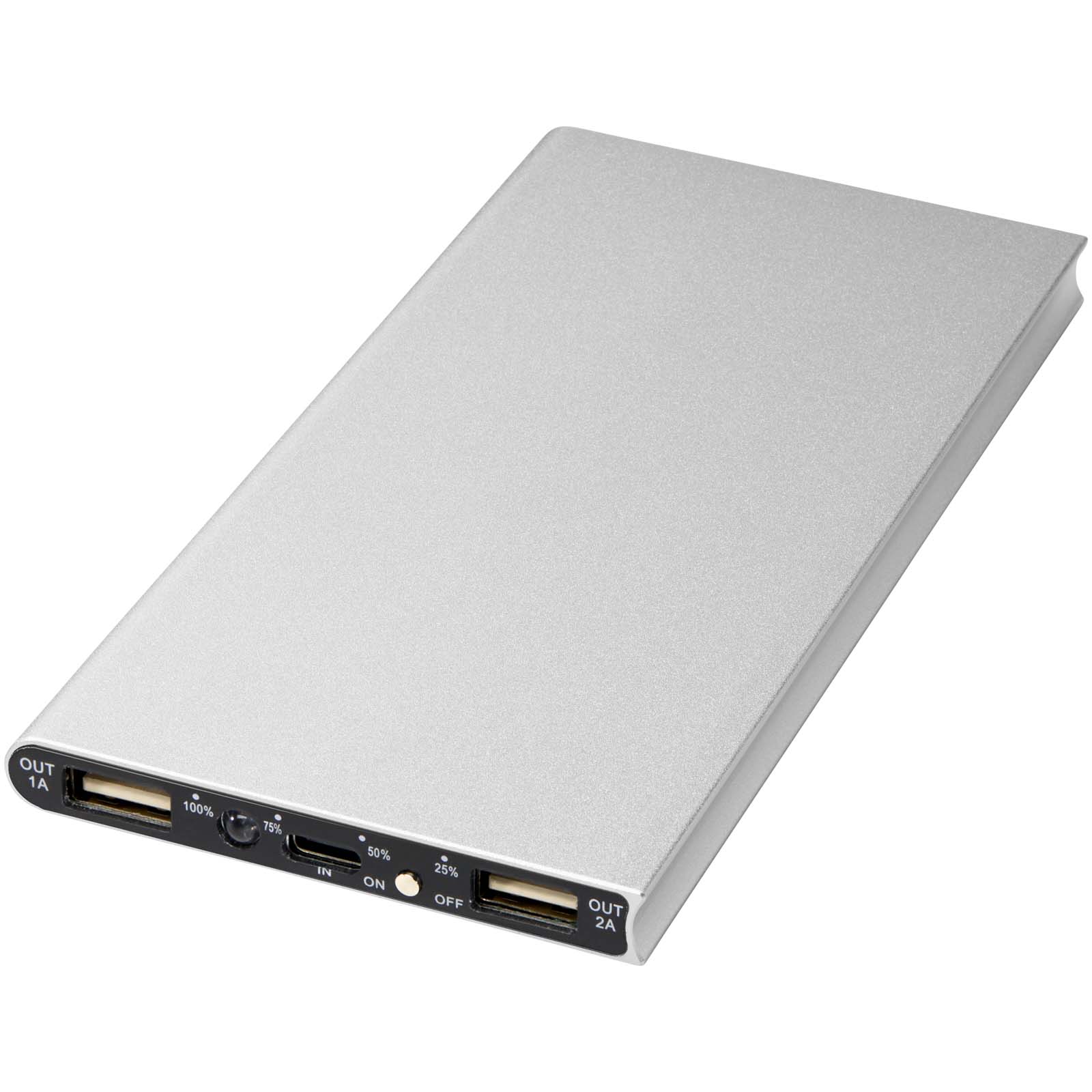 Plate 8000 mAh Aluminium-Powerbank silber