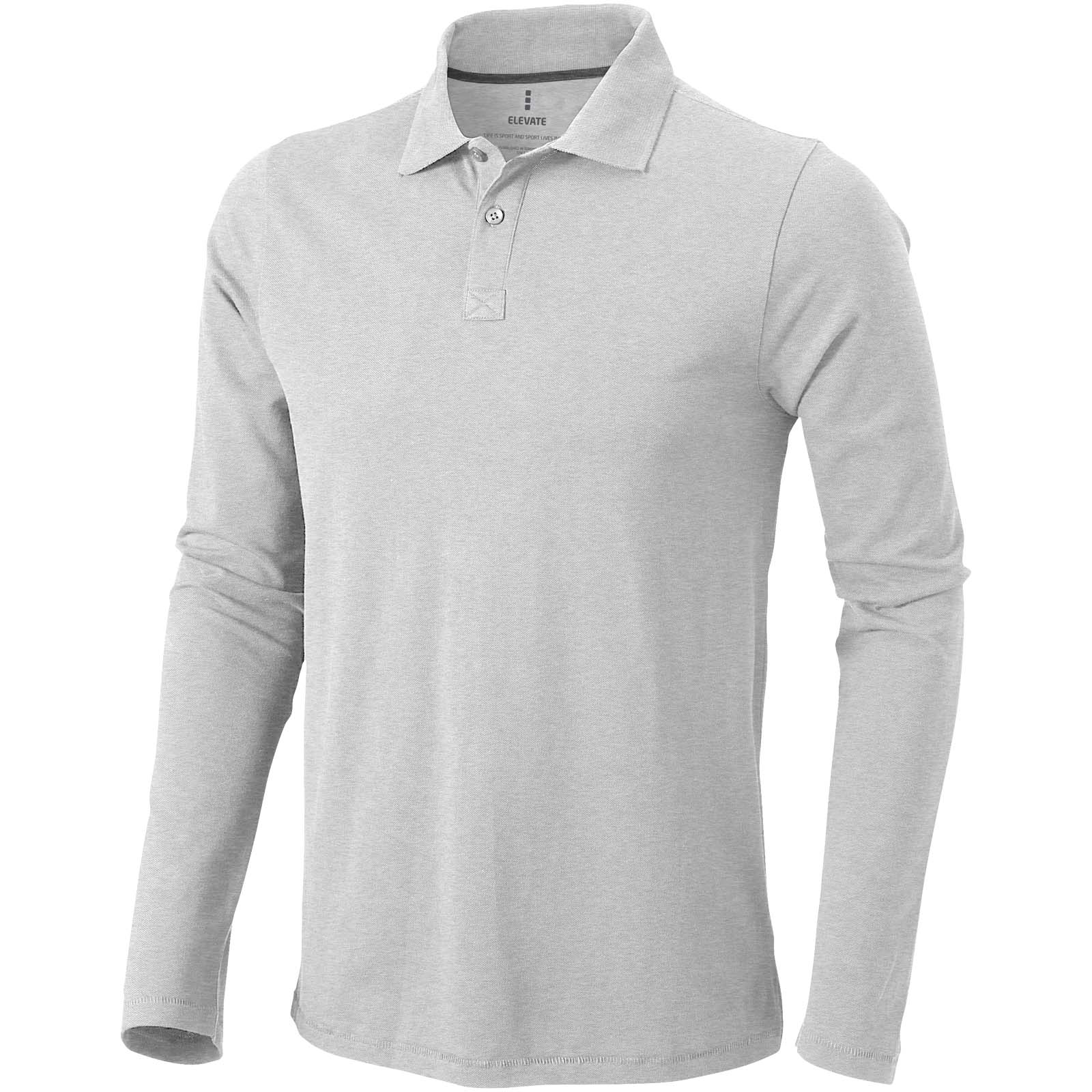 Calgary 180 g/m² Langarm Poloshirt für Herren grau meliert