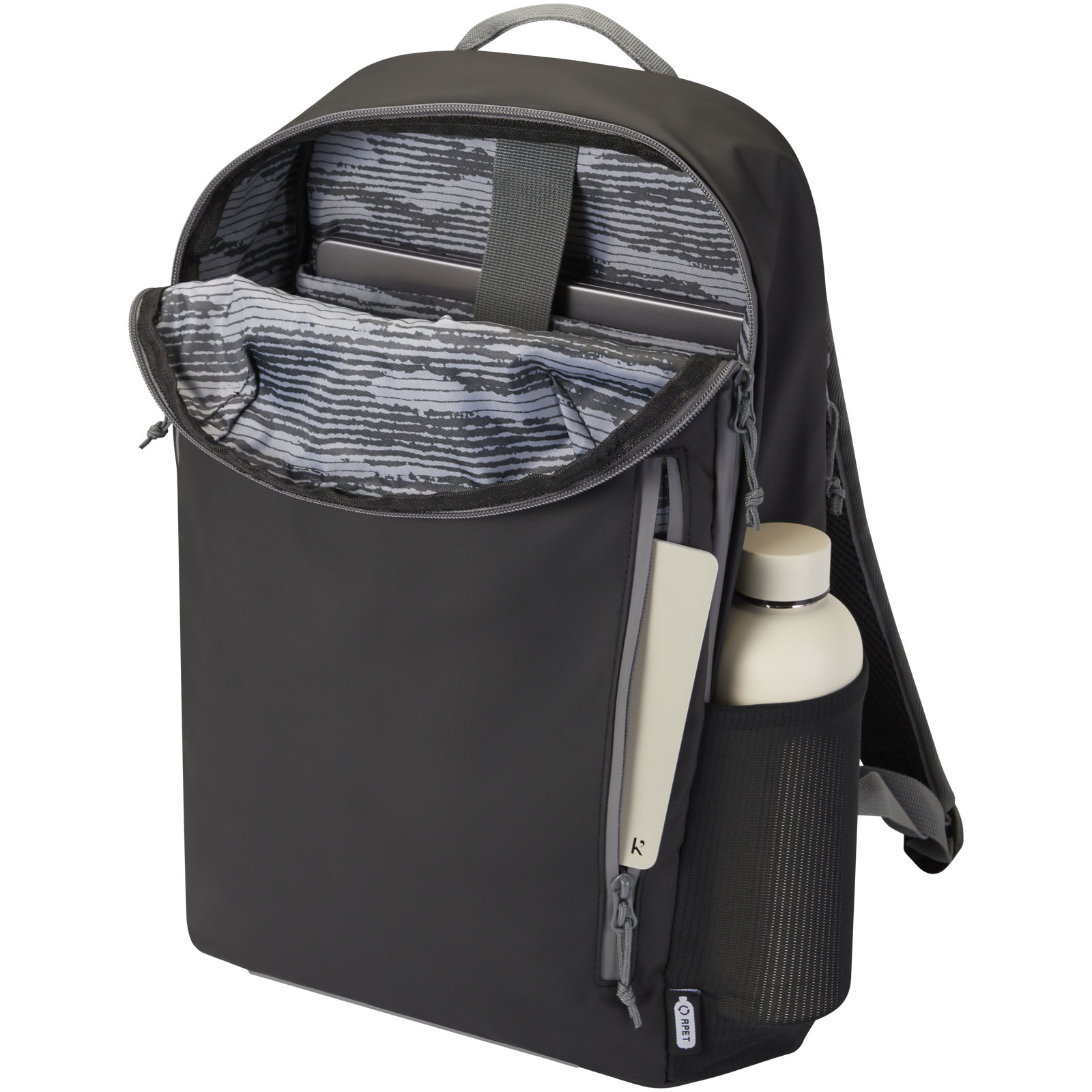 Aqua wasserabweisender 15" Laptop-Rucksack aus GRS Recyclingmaterial 21 L schwarz