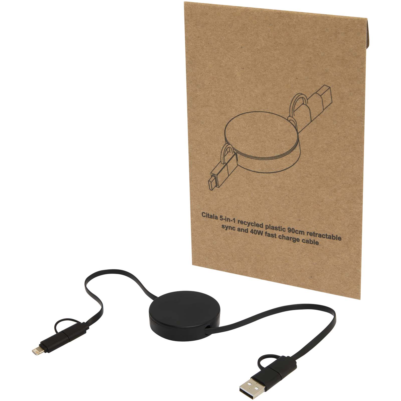 Citala 90 cm 5-in-1 Kabel aus recyceltem Kunststoff für Datenübertragung und 40W Schnellladung schwarz