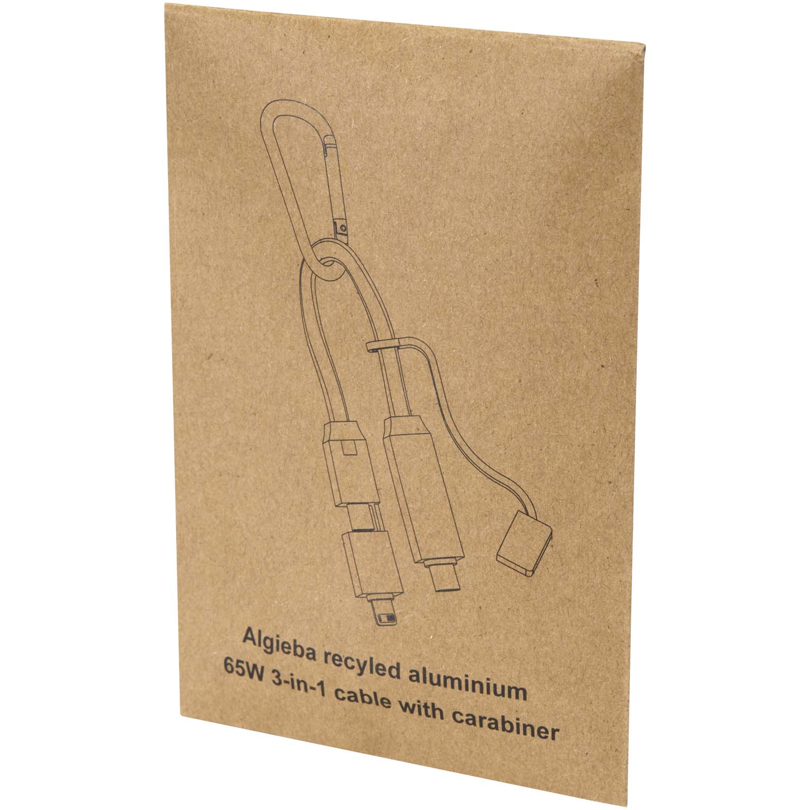Algieba 65 W 3-in-1-Ladekabel aus recyceltem Aluminium mit Karabinerhaken schwarz