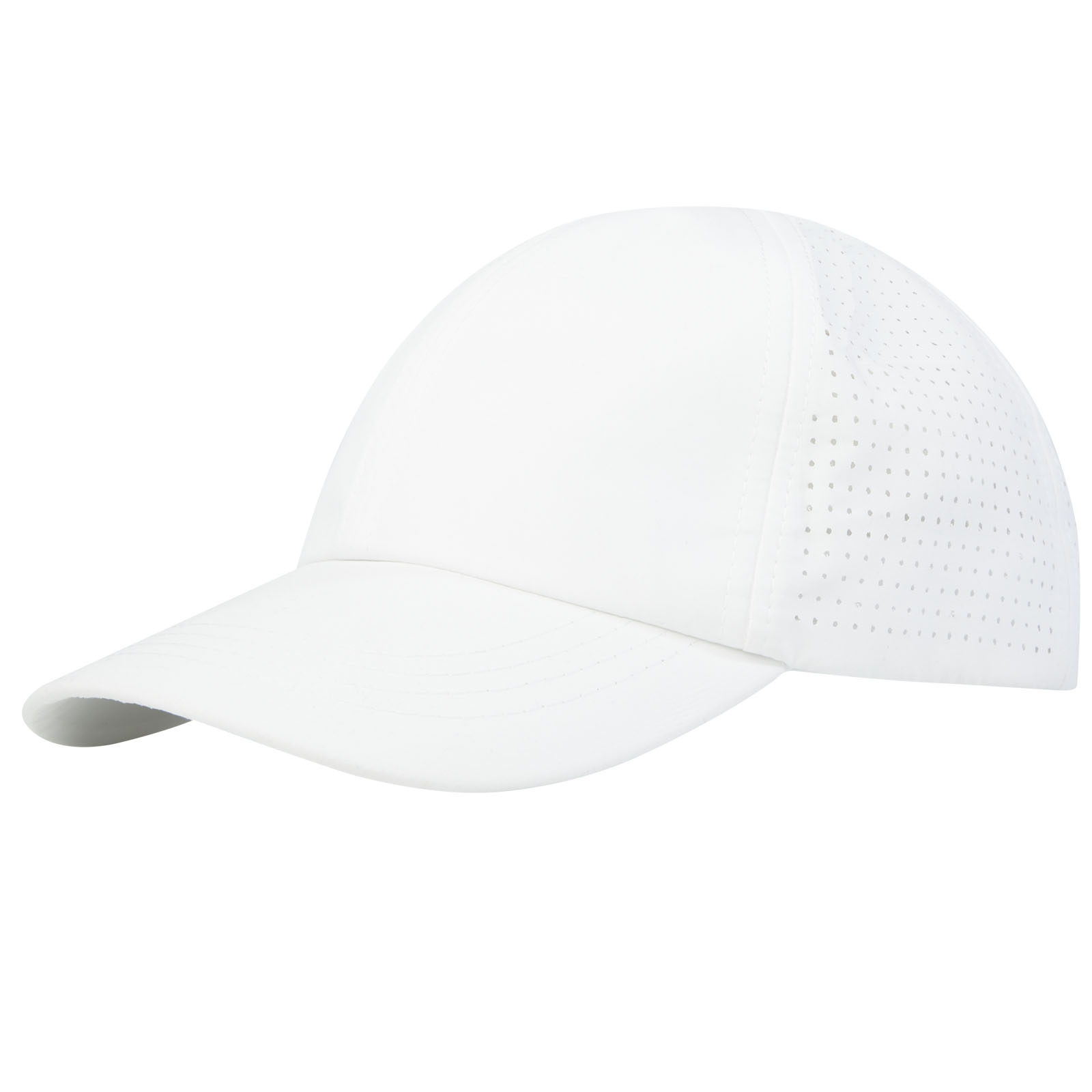 Mica 110 g/m² GRS recycelte Cool Fit Kappe mit sechs Segmenten weiss