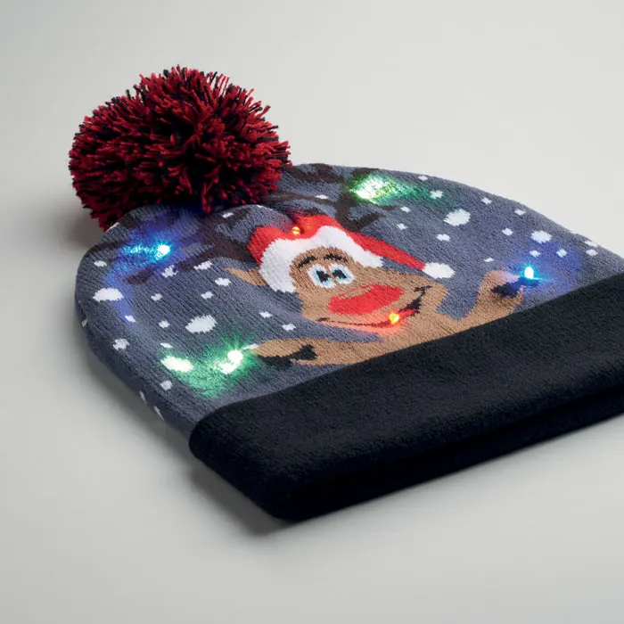 Weihnachtliche Strickmütze LED