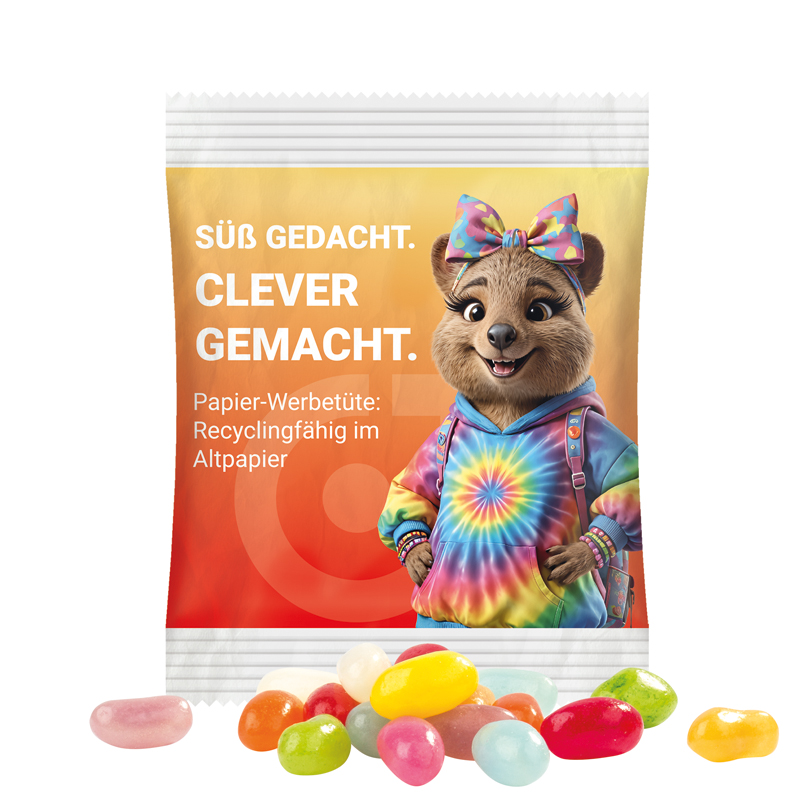 Minitüte 10 g, transparente kompostierbare Folie, Jelly Beans
