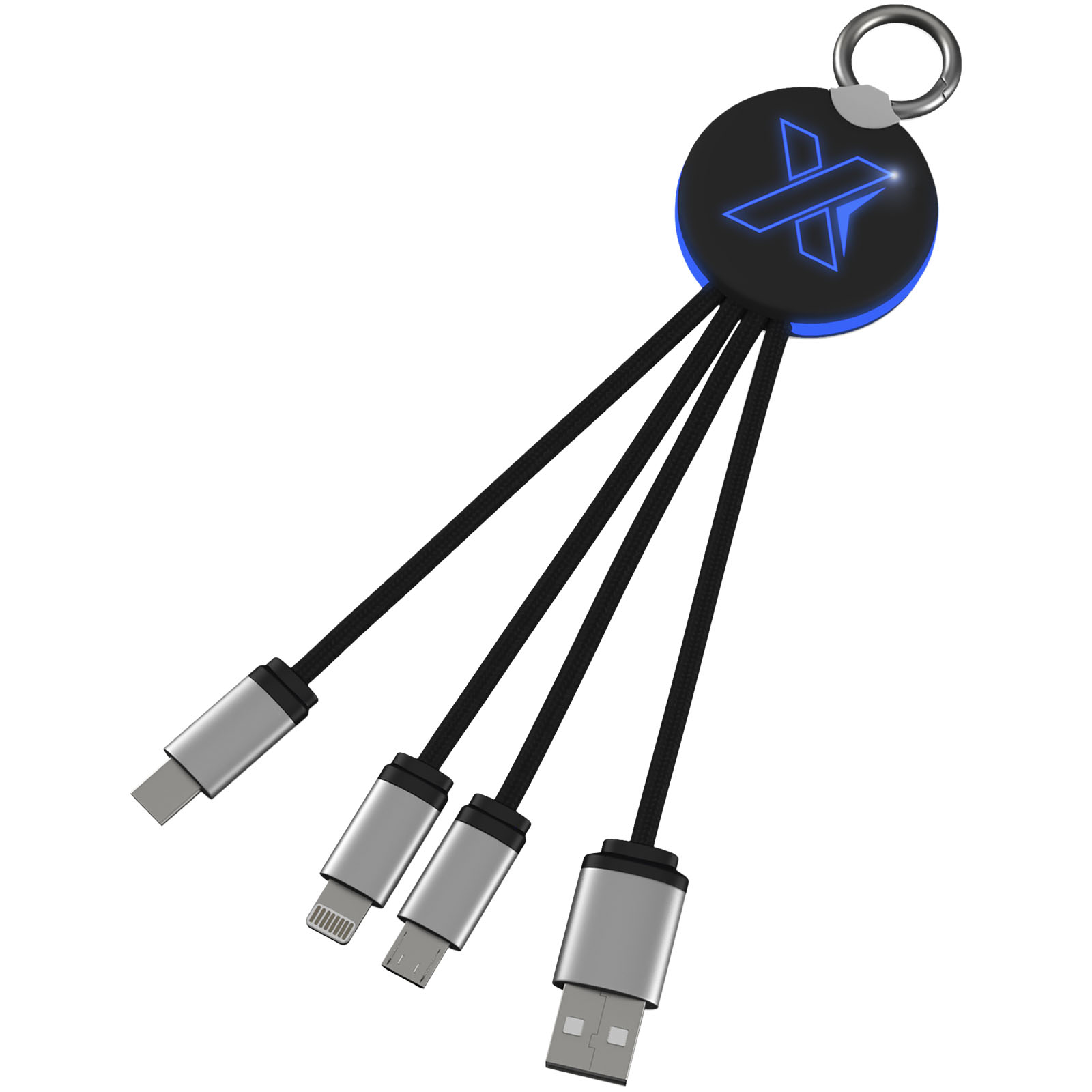 SCX.design C16 Kabel mit Leuchtlogo blau, schwarz