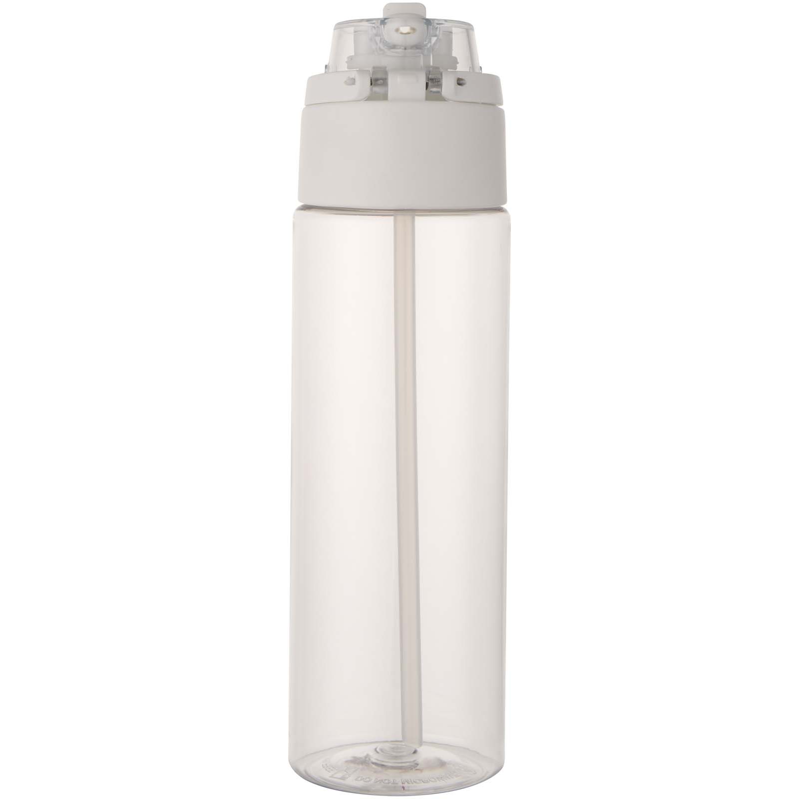 Theron 700 ml RCS Trinkflasche aus recyceltem Kunststoff mit Multifunktionsdeckel und Klappstrohhalm transparent klar