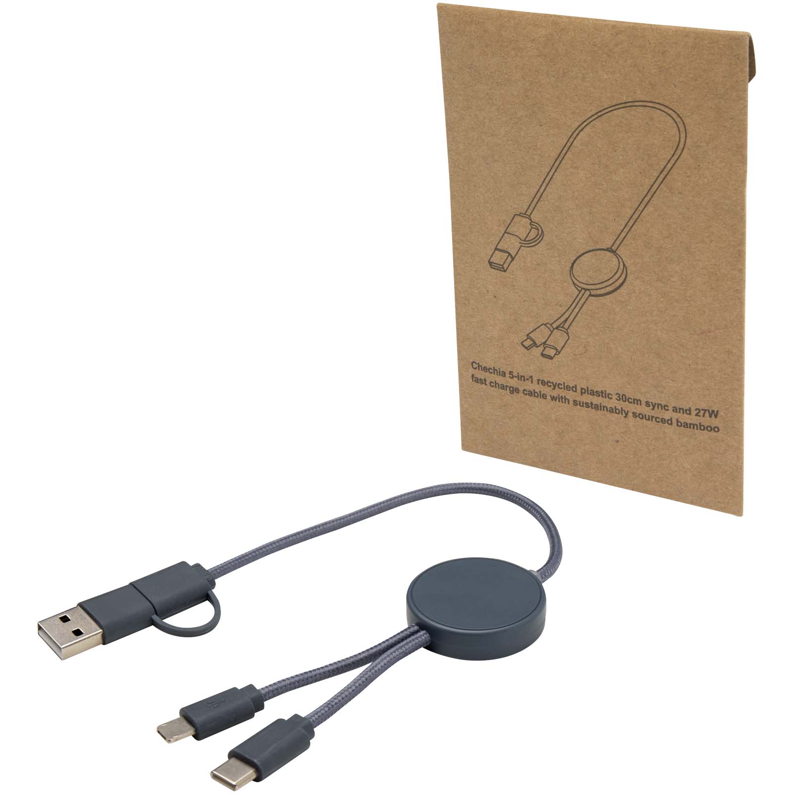 Citala 30 cm 5-in-1 Kabel aus recyceltem Kunststoff für Datenübertragung und 27W Schnellladung hale blau