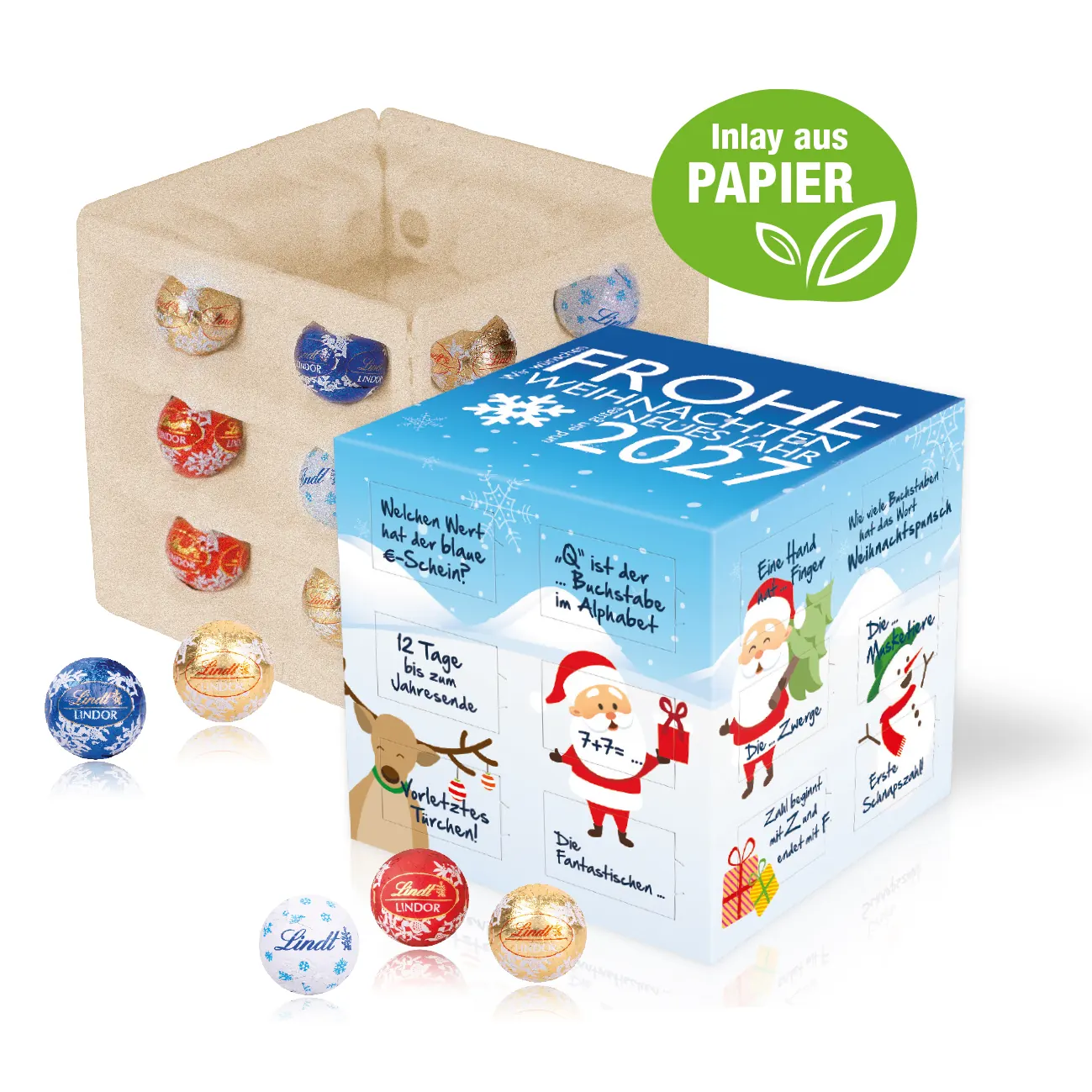 Adventskalender Lindt "Cube" mit Papier-Inlay