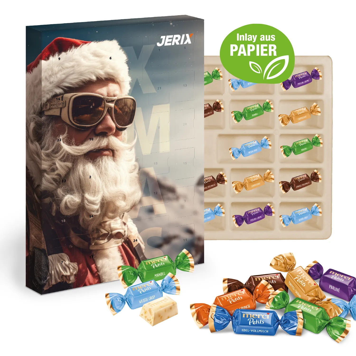 Adventskalender mit Merci Petits, Inlay aus Papier