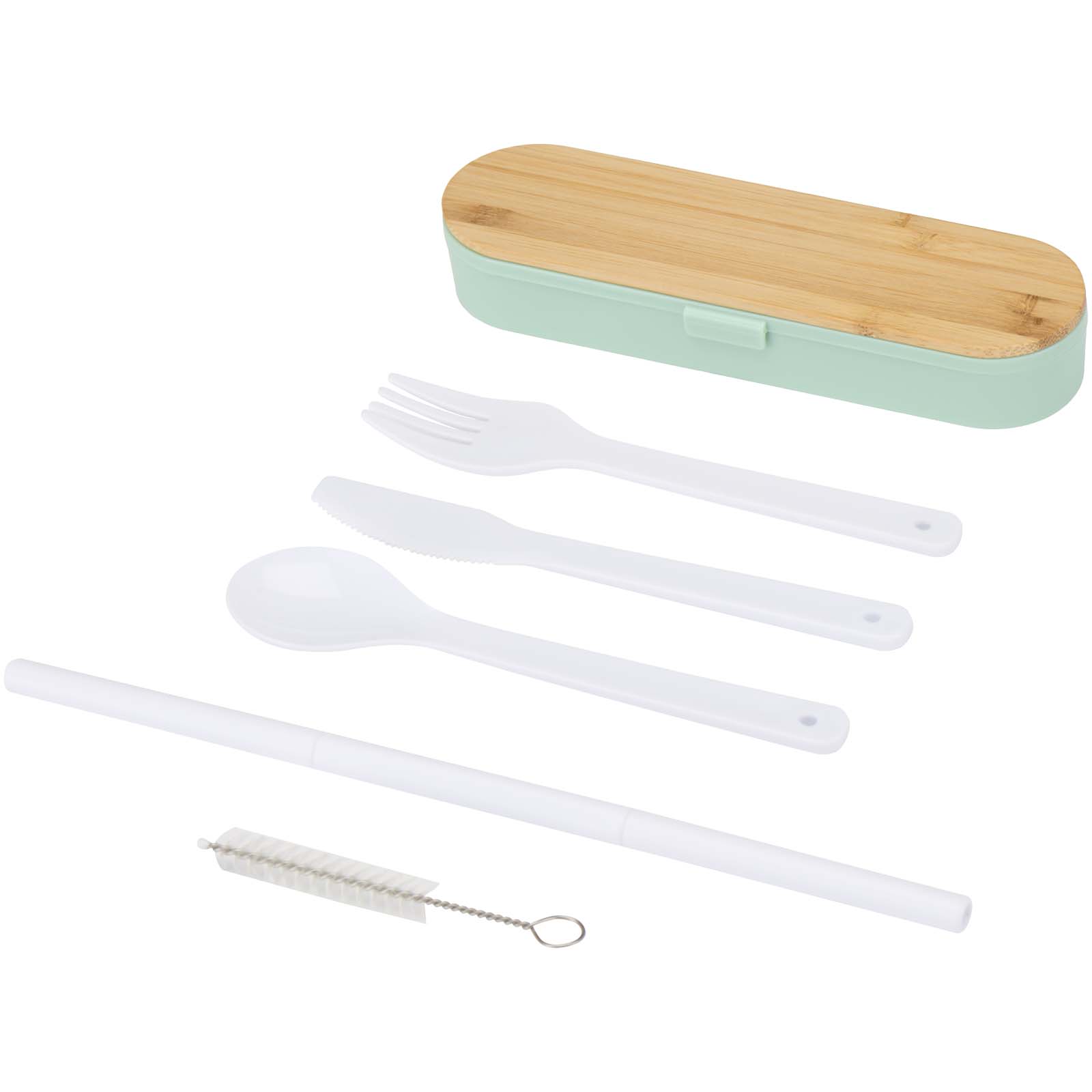 Runa Besteckset mit Bambusdeckel mintgrün