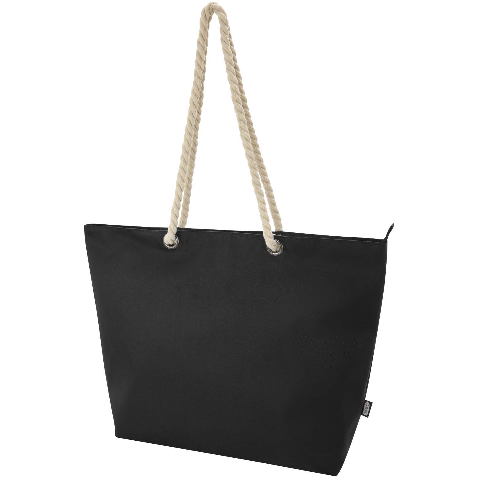 Panama Strandkühltasche mit Kordelgriffen aus recyceltem GRS-Material, 23L schwarz
