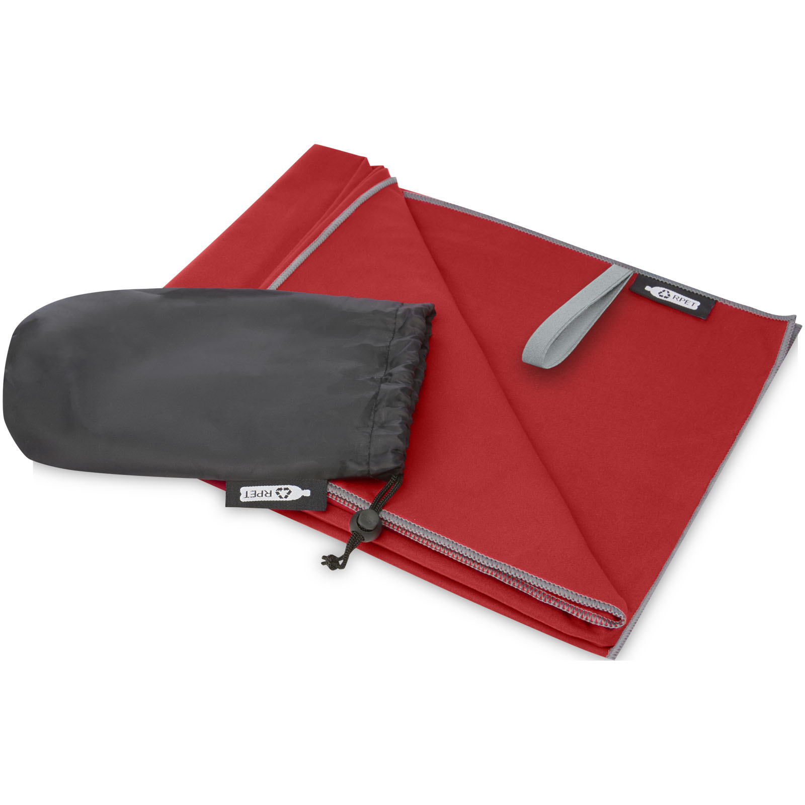 Pieter ultraleichtes und schnell trocknendes Handtuch aus rPET 130 x 80 cm rot
