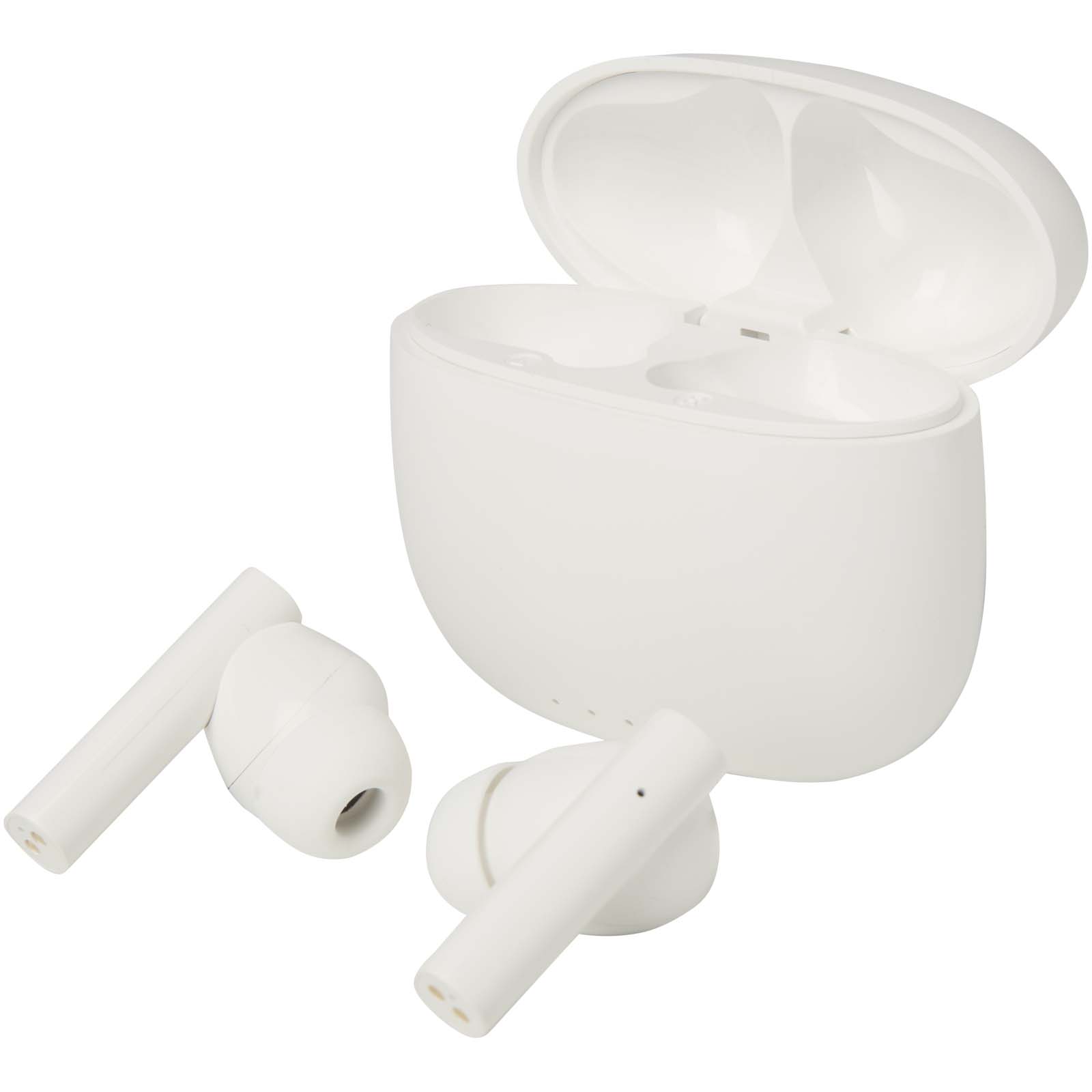 Alterf True Wireless Bluetooth® Headset aus recyceltem Kunststoff mit Silikon-Ohrstöpseln weiss
