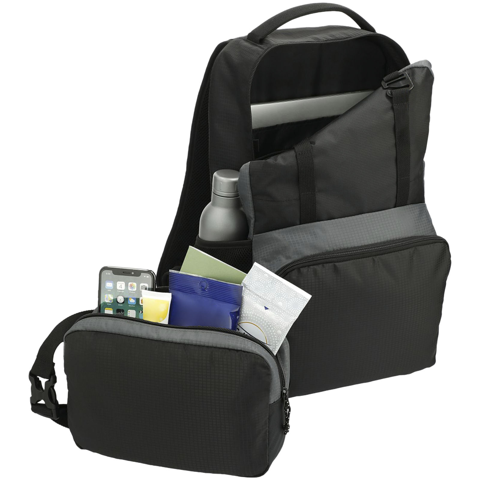Trailhead 15" GRS recycelter zweifarbiger Laptop-Rucksack 14 L schwarz, grau
