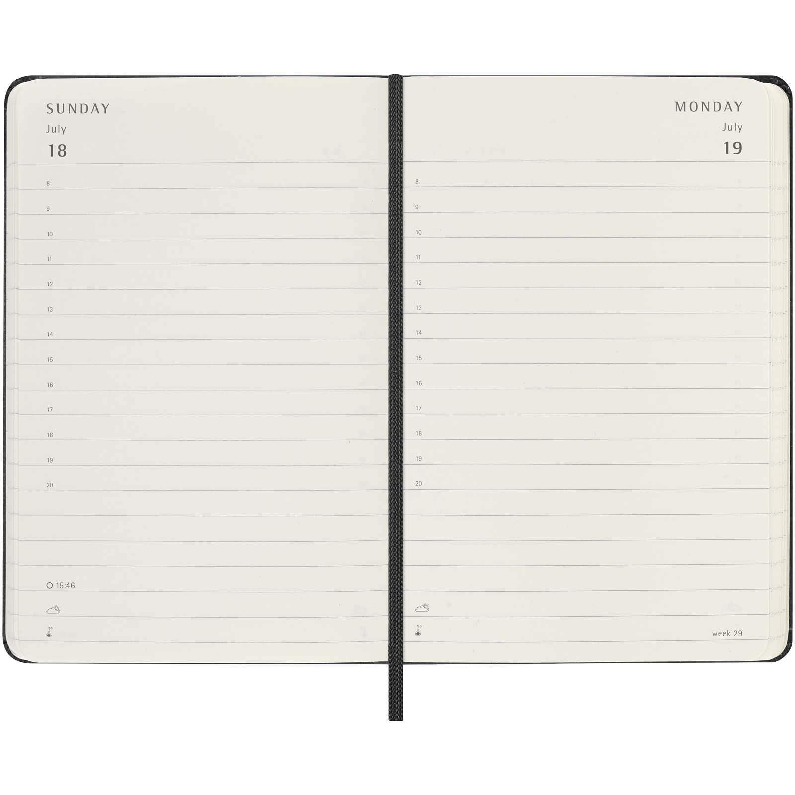 Moleskine Hardcover 12 Monate Tageskalender , Pocket-Format schwarz