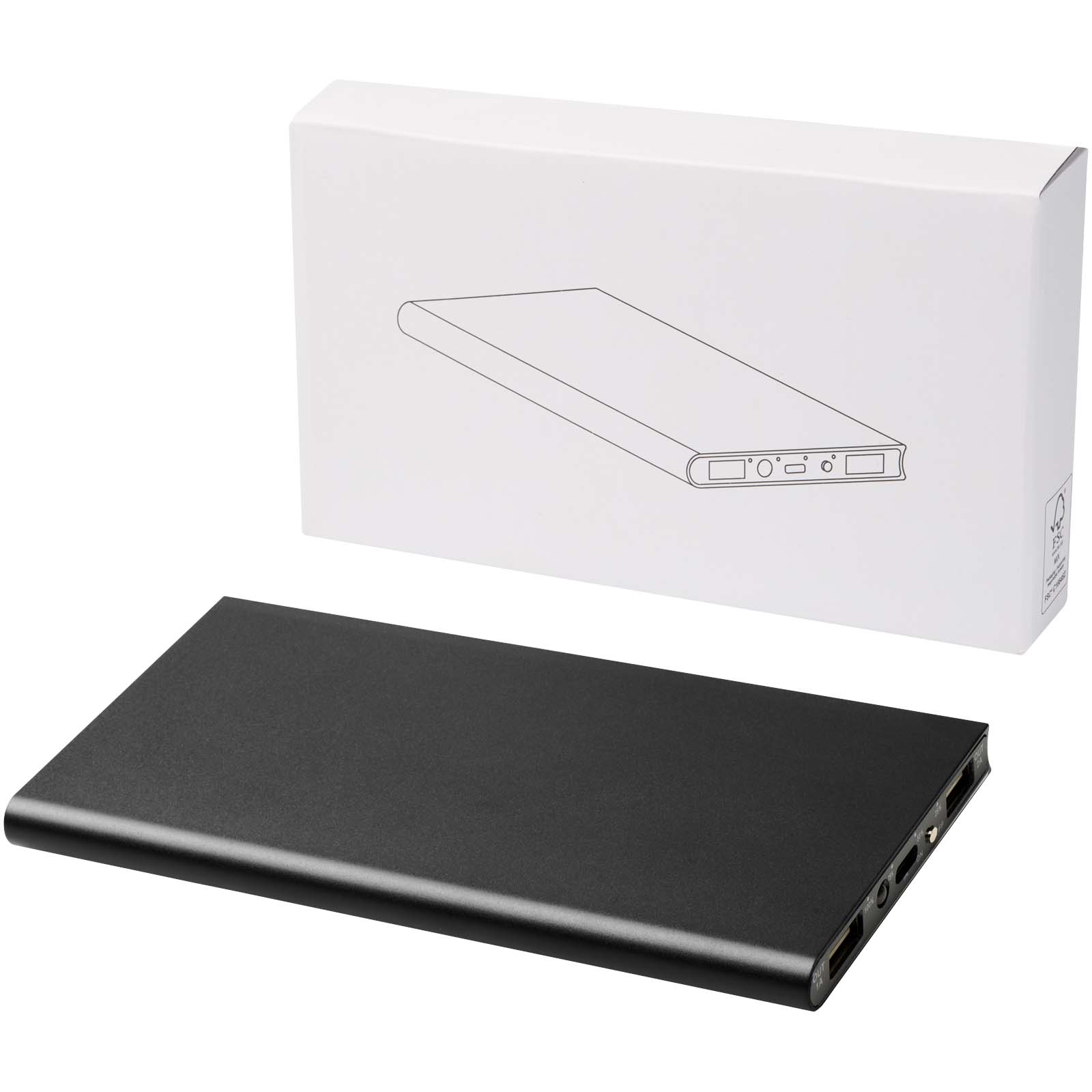 Plate 8000 mAh Aluminium-Powerbank schwarz