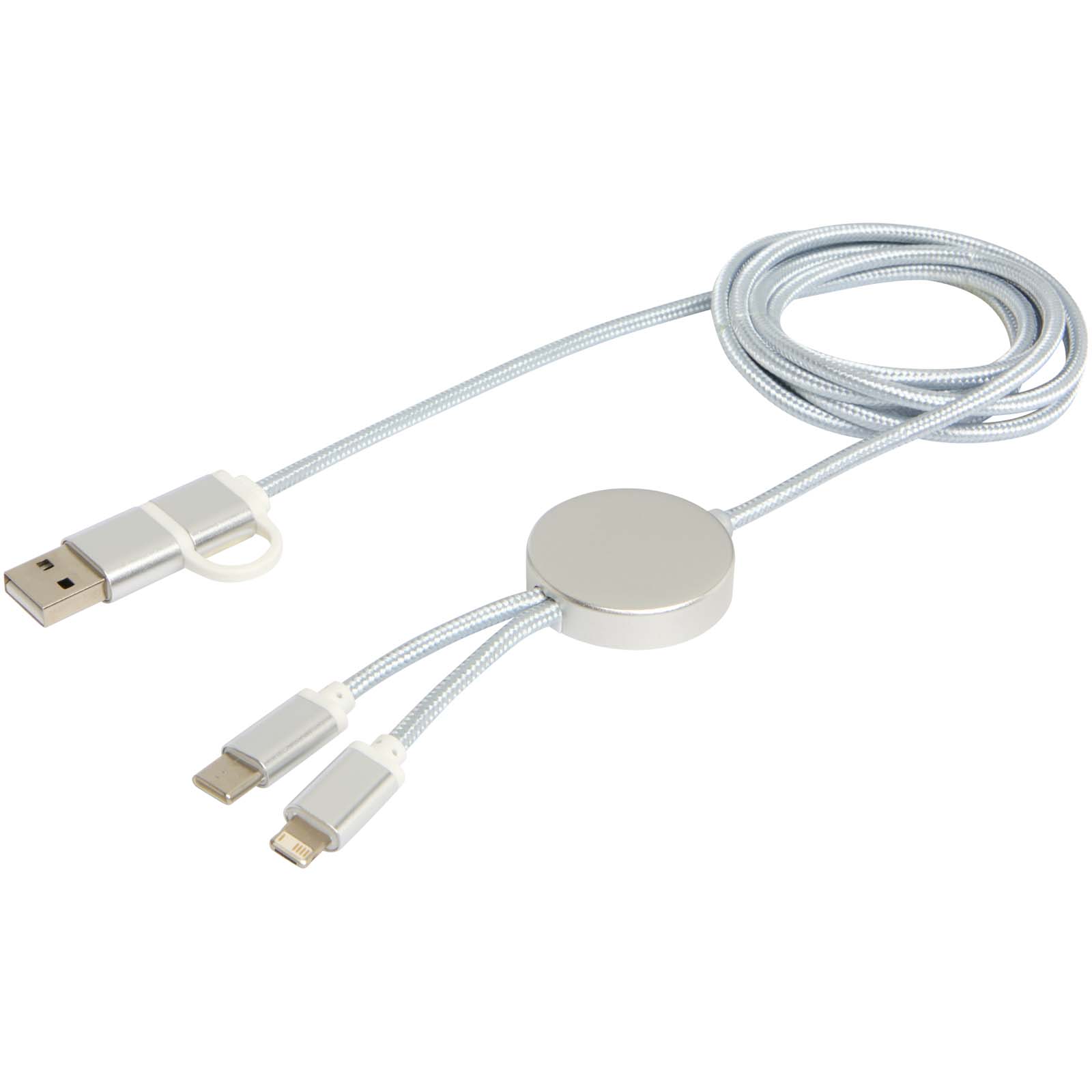 Alasia 150 cm 5-in-1 Kabel aus recyceltem Kunststoff für Datenübertragung und 27W Schnellladung silber
