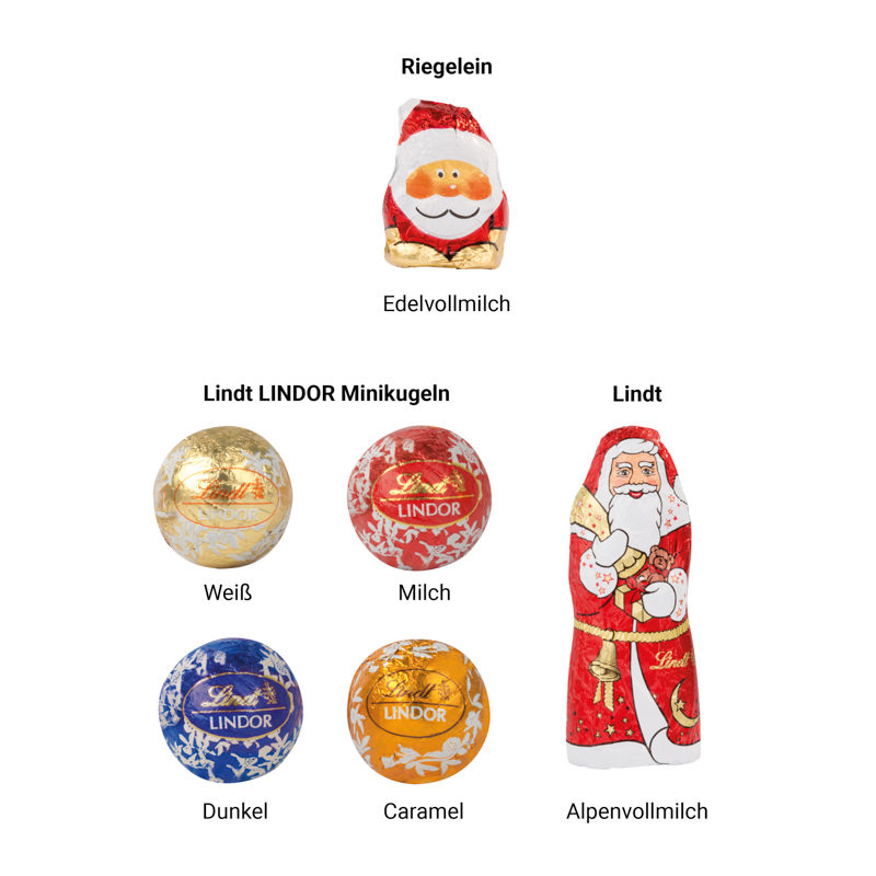 Standbodenbox, Lindt Minikugeln und Weihnachtsmann