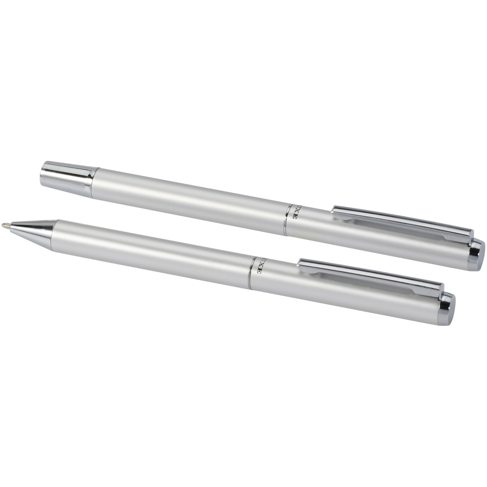 Lucetto Set mit Kugelschreiber und Tintenroller aus recyceltem Aluminium (schwarze Mine) silber