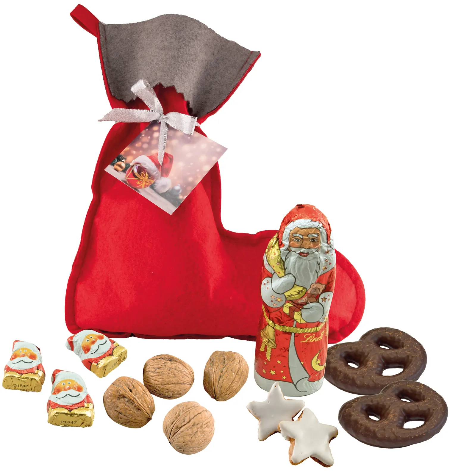 Süßer Nikolausstiefel mit Weihnachtsmann
