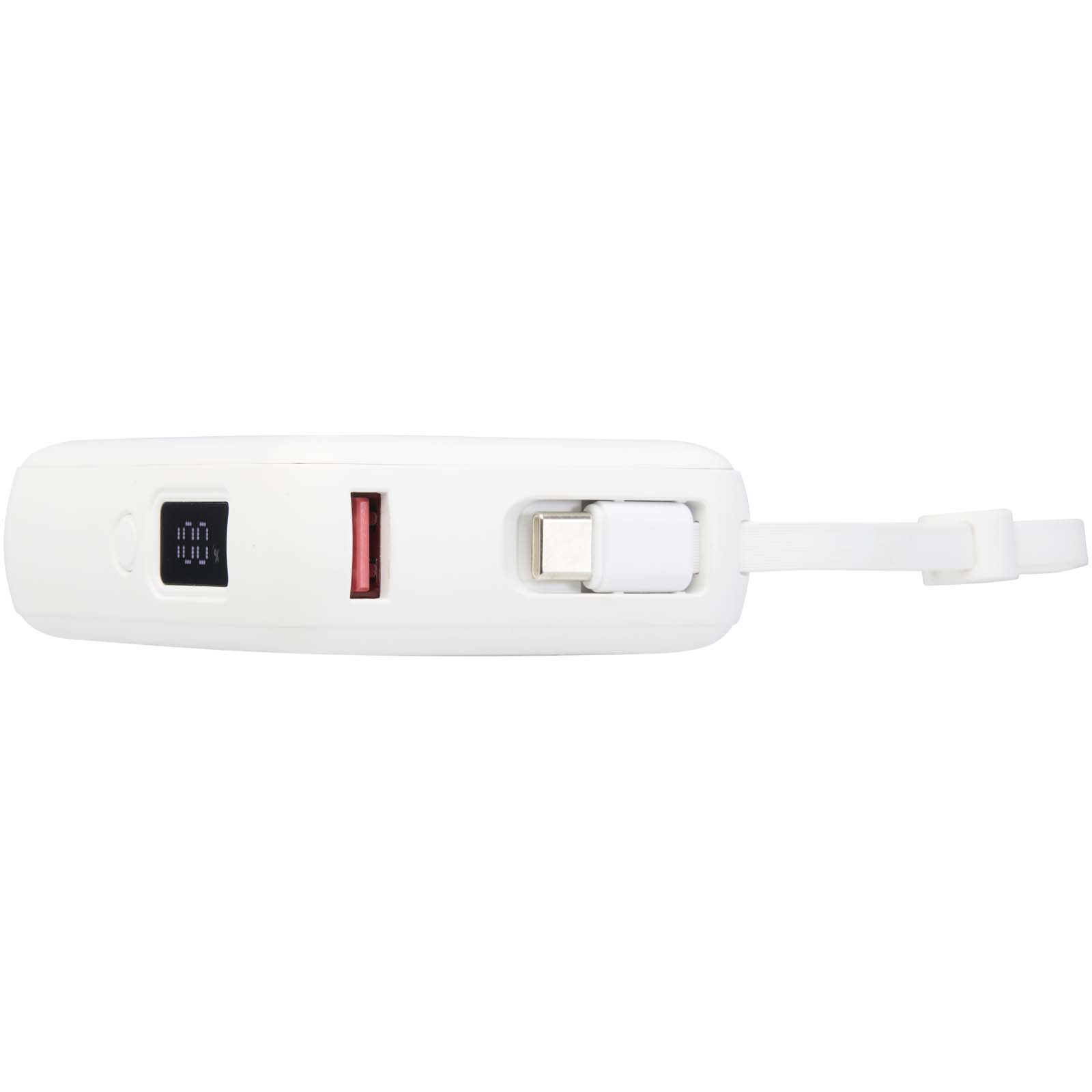 Acrux 35 W 10.000 mAh Tablet Powerbank mit integriertem Typ-C-Kabel aus recyceltem Kunststoff weiss