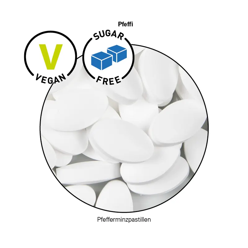 Express Klappdose, Pfeffi zuckerfreie Pfefferminzpastillen
