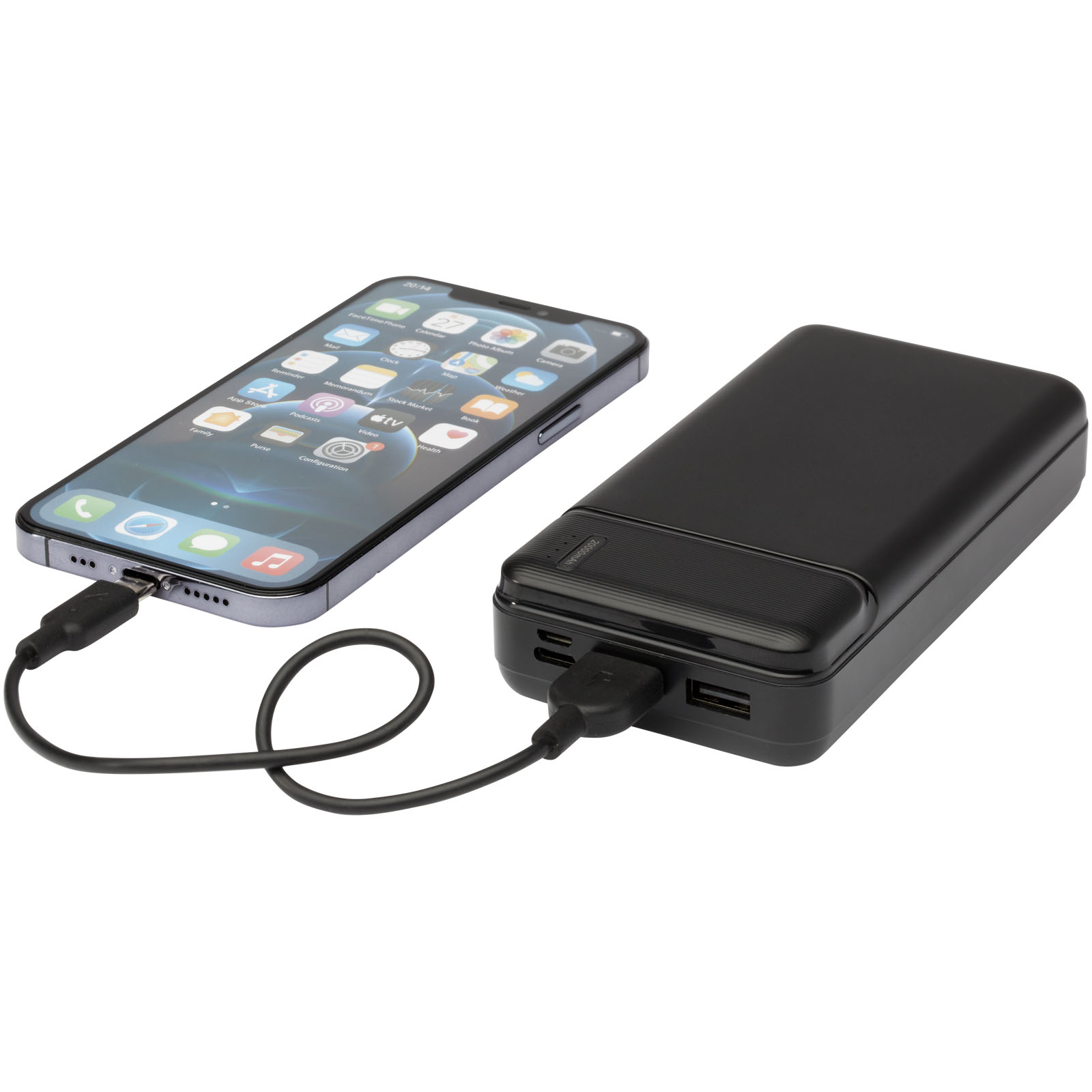 Loop 20.000 mAh Powerbank aus recyceltem Kunststoff schwarz