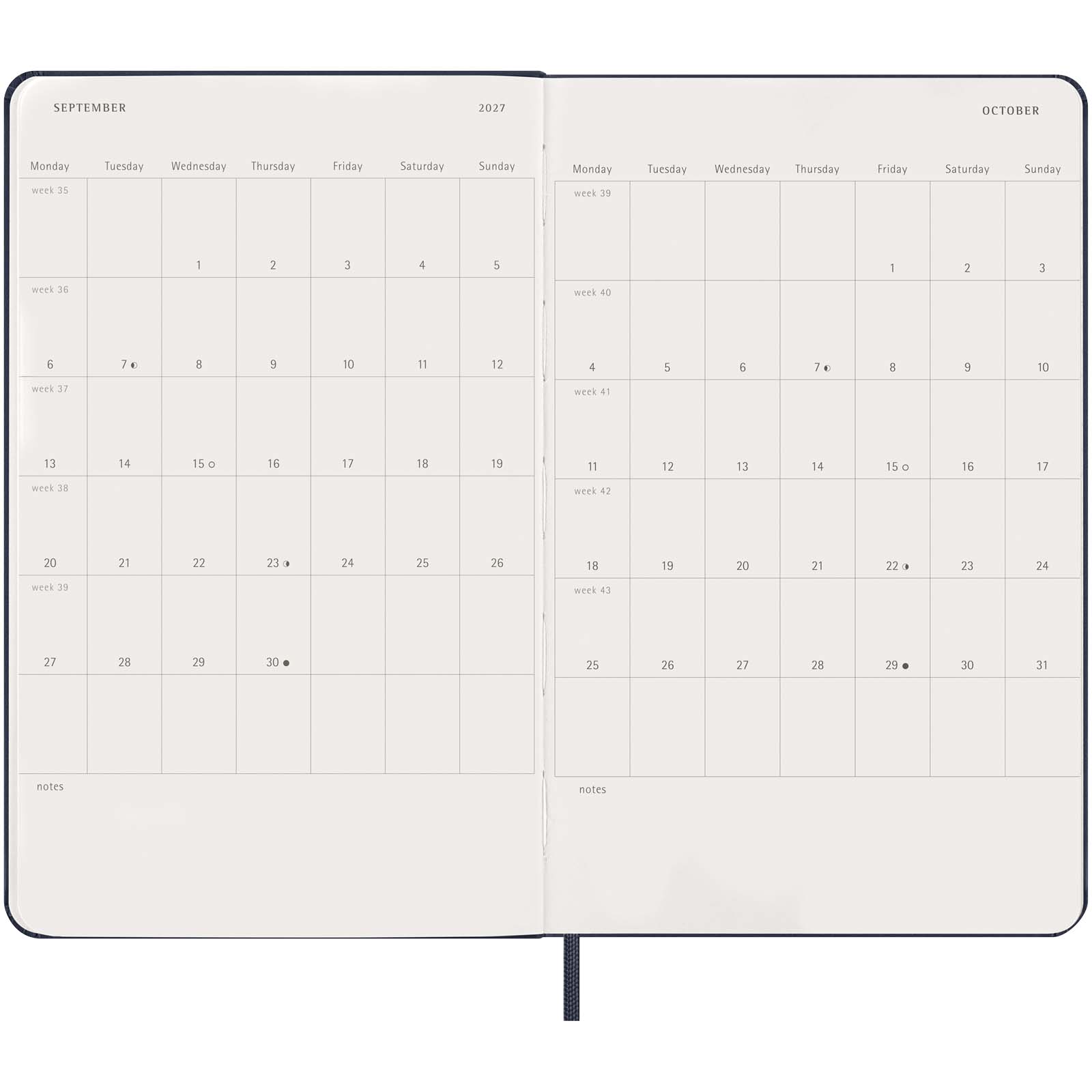 Moleskine Hardcover 12 Monate Tageskalender saphir