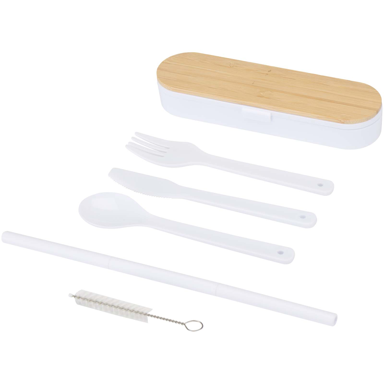 Runa Besteckset mit Bambusdeckel weiss