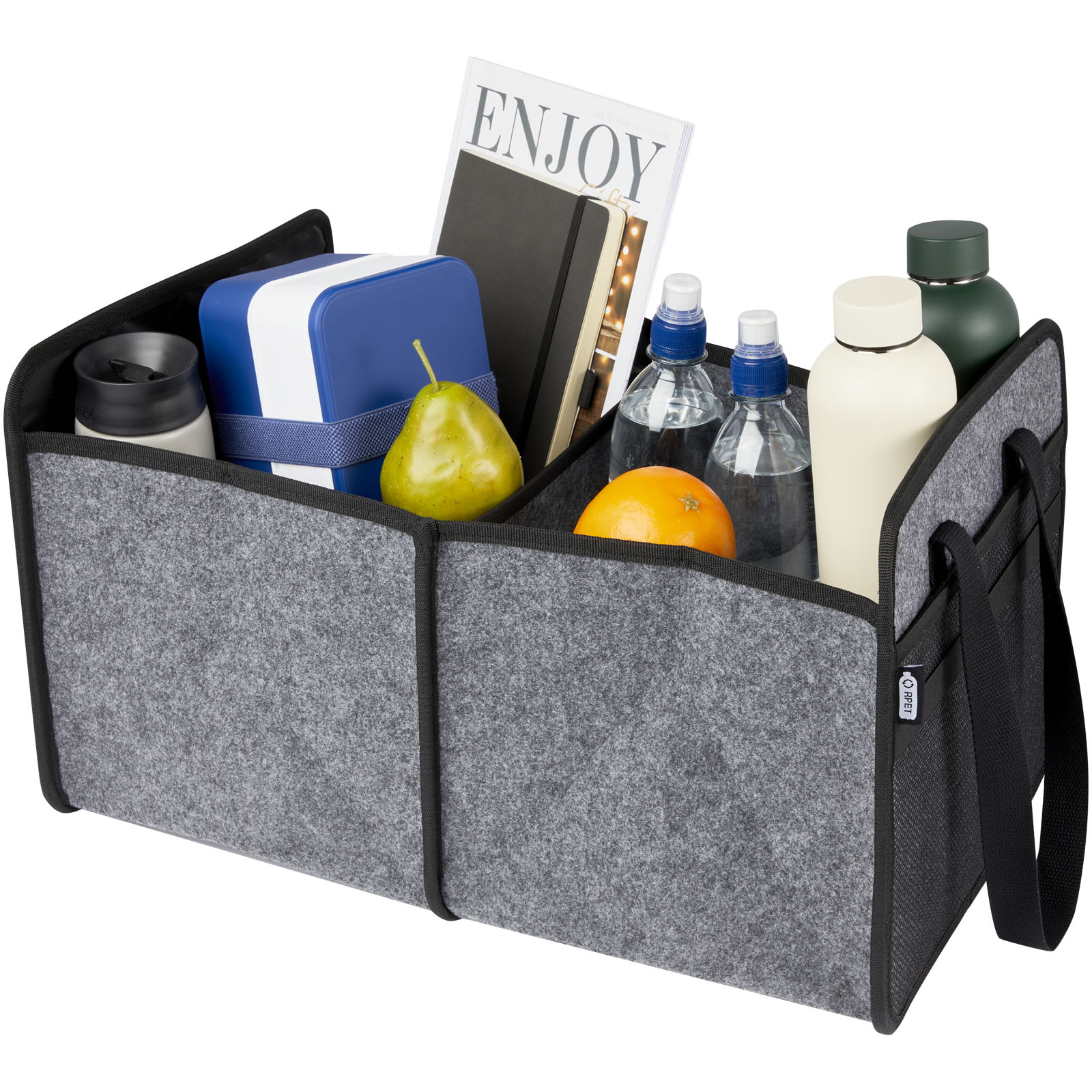 Felta faltbarer Auto-Organizer aus GRS-recyceltem Filz mittelgrau