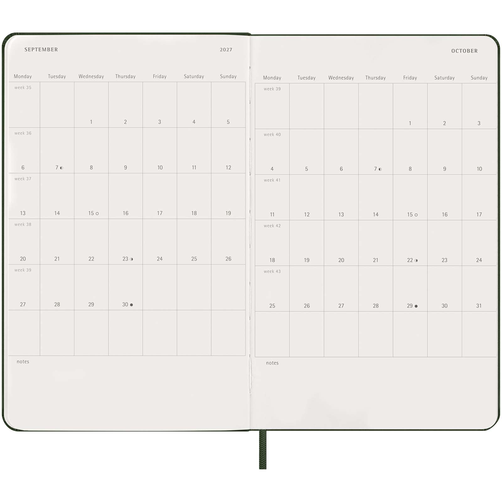 Moleskine Hardcover 12 Monate Tageskalender myrtengrün