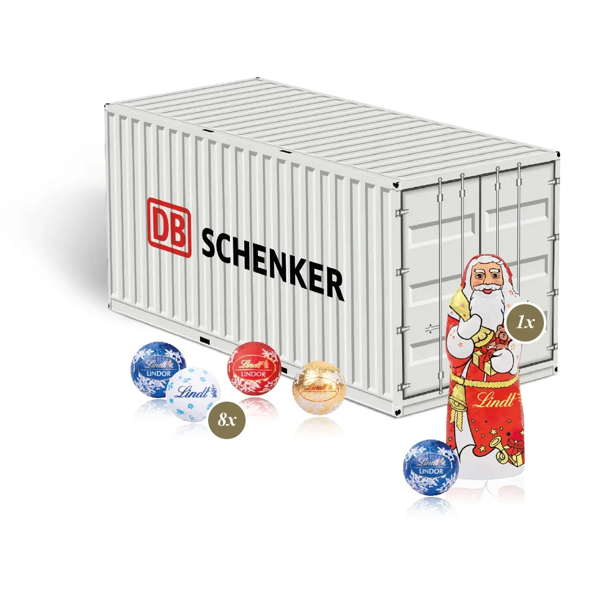 3D Präsent "Container" mit Lindt Minis und Nikolaus