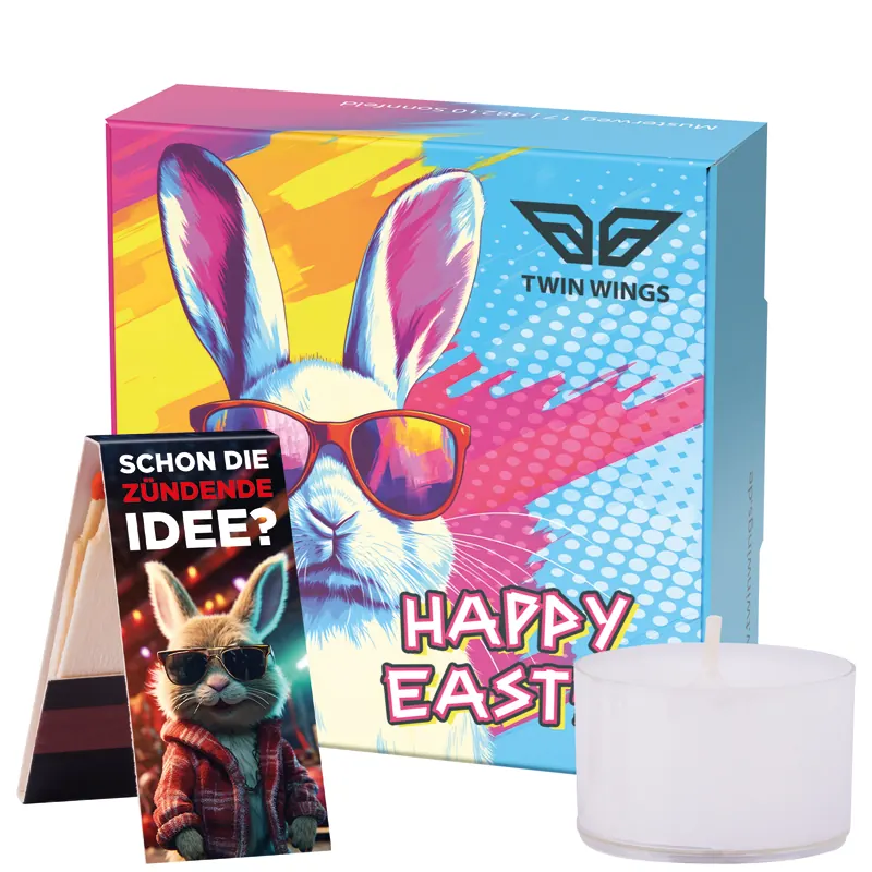 Klappbox S, Teelichter & Streichhölzer Ostern