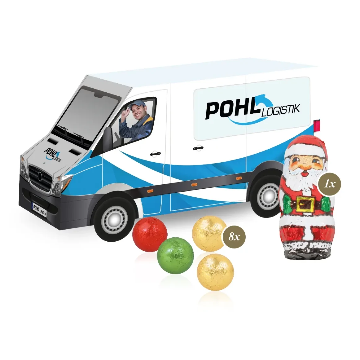 3D Präsent "Transporter" mit Fairtrade® Schokolade