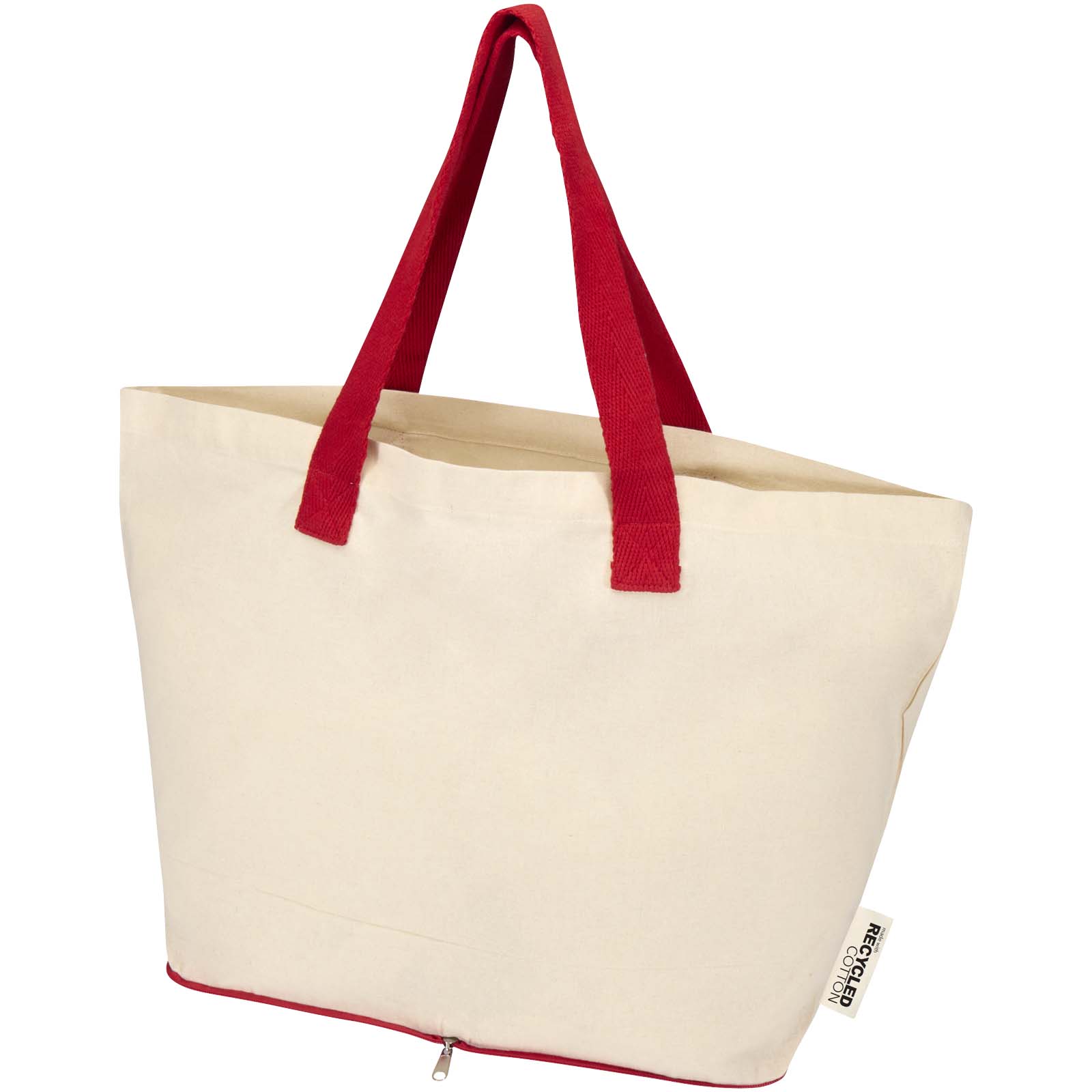 Sierra 140 g/m² Faltbare Tragetasche aus GRS recycelter Baumwolle 12L natur, rot