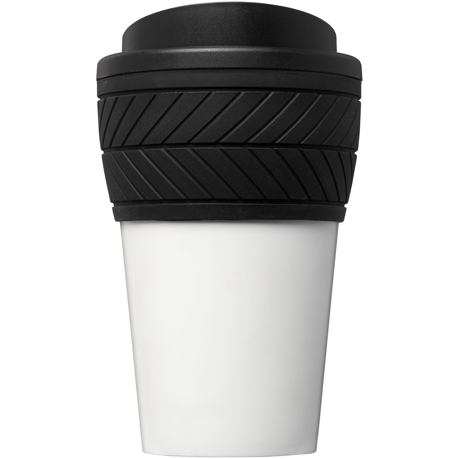 Brite-Americano® 350 ml Isolierbecher mit Schutzring Reifen-Design schwarz