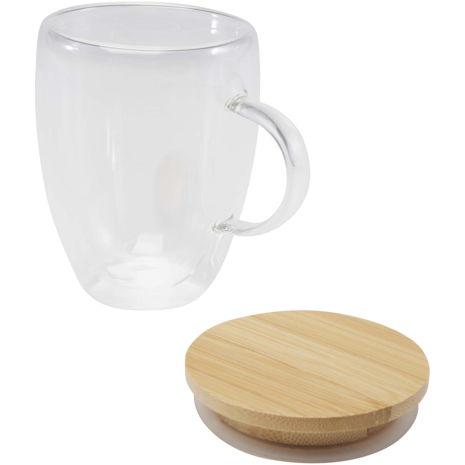 Leona 350 ml Glasbecher mit Bambusdeckel transparent klar