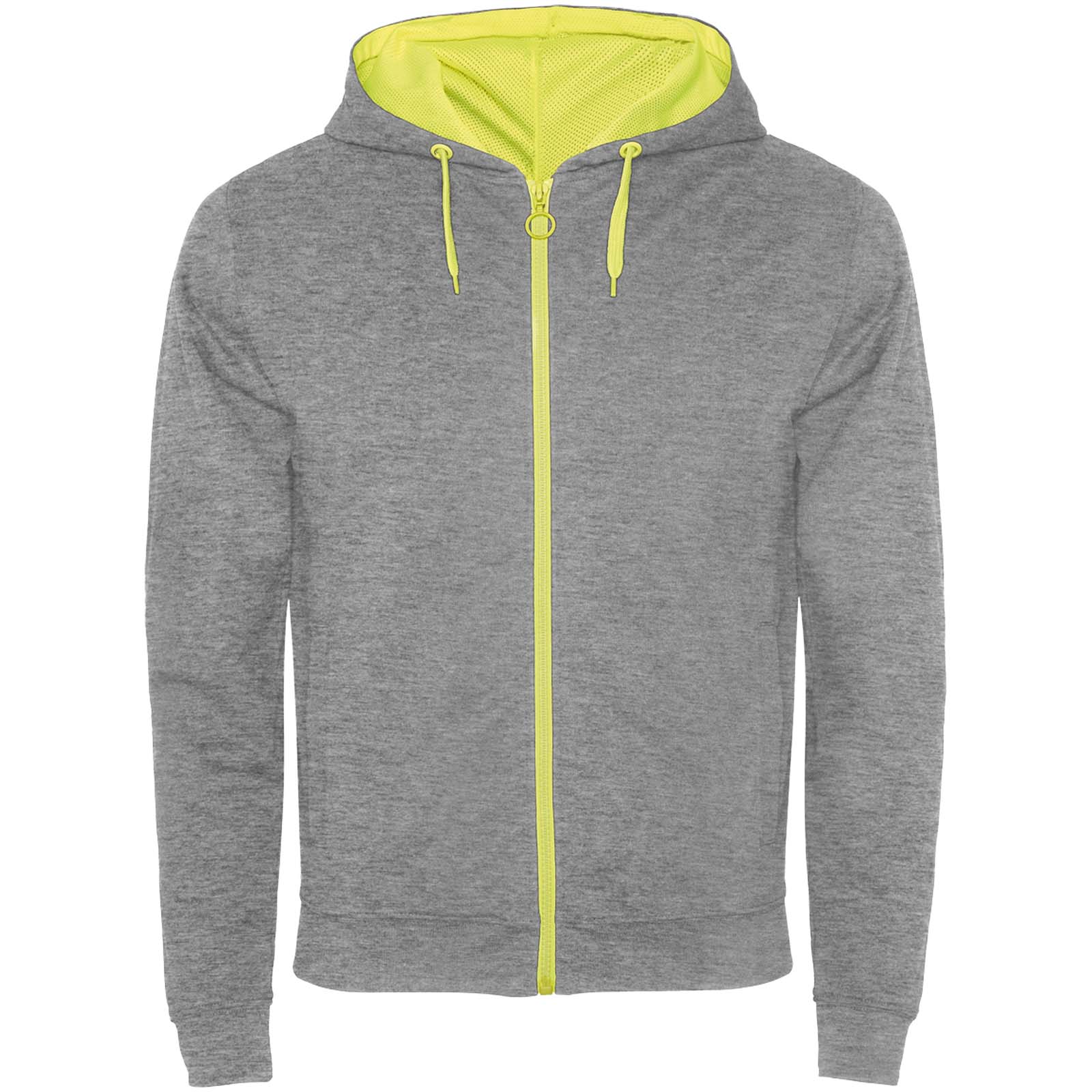 Fuji Kaputzensweatjacke Unisex heather grau, fluorgelb
