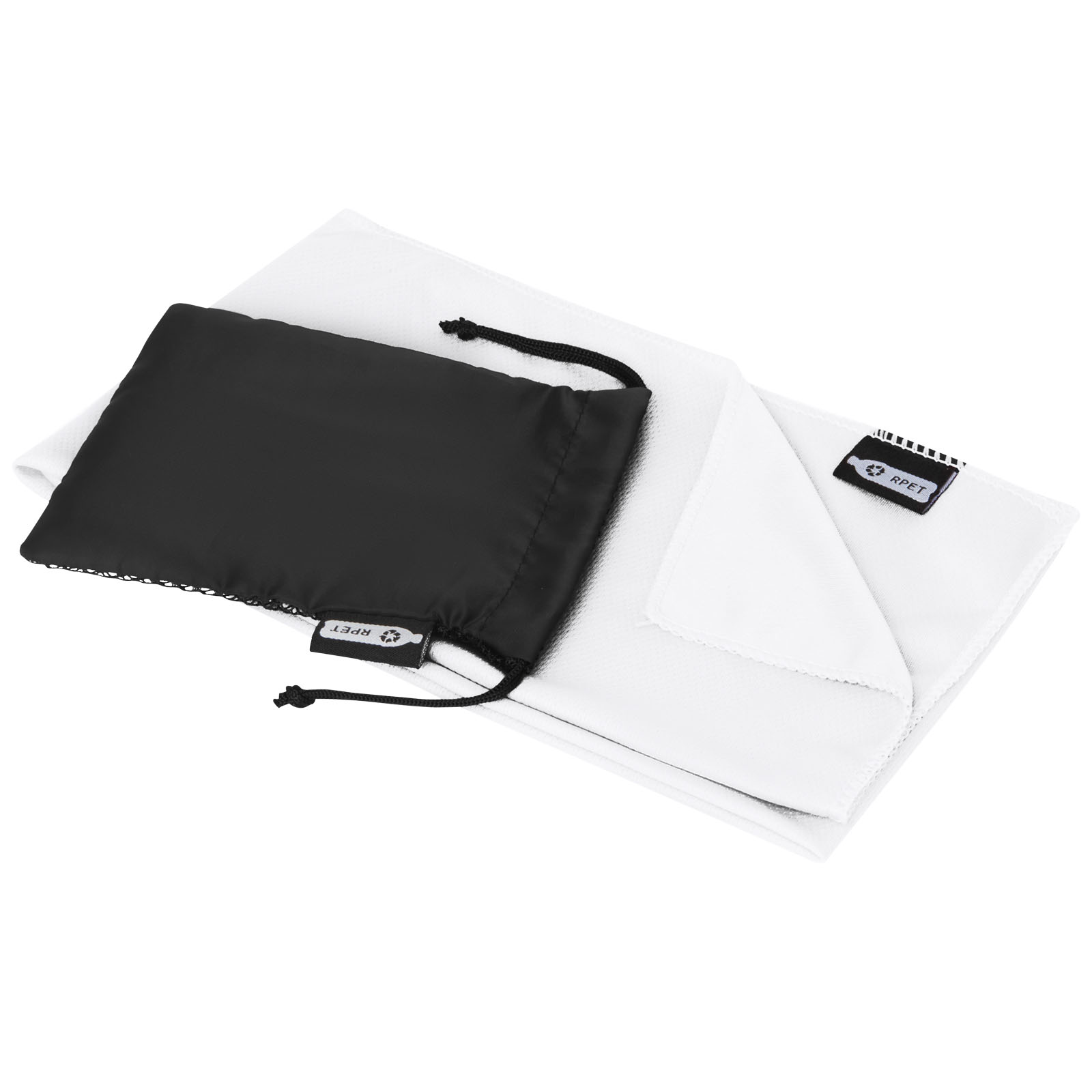 Raquel Sport Kühlhandtuch im Etui aus recyceltem PET Kunststoff 80 x 30 cm weiss