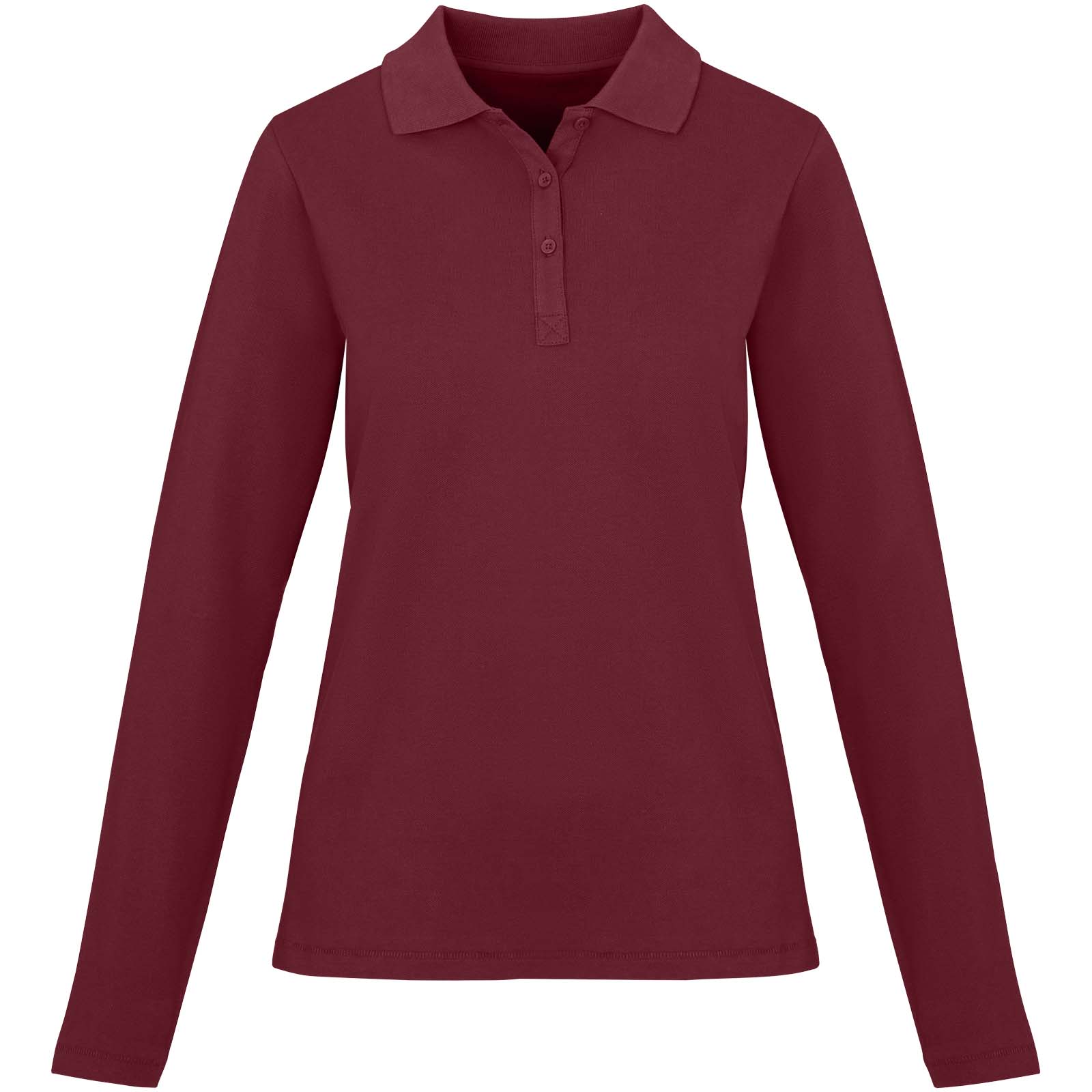 Calgary 180 g/m² Langarm Poloshirt für Damen Tiefes Burgunderrot