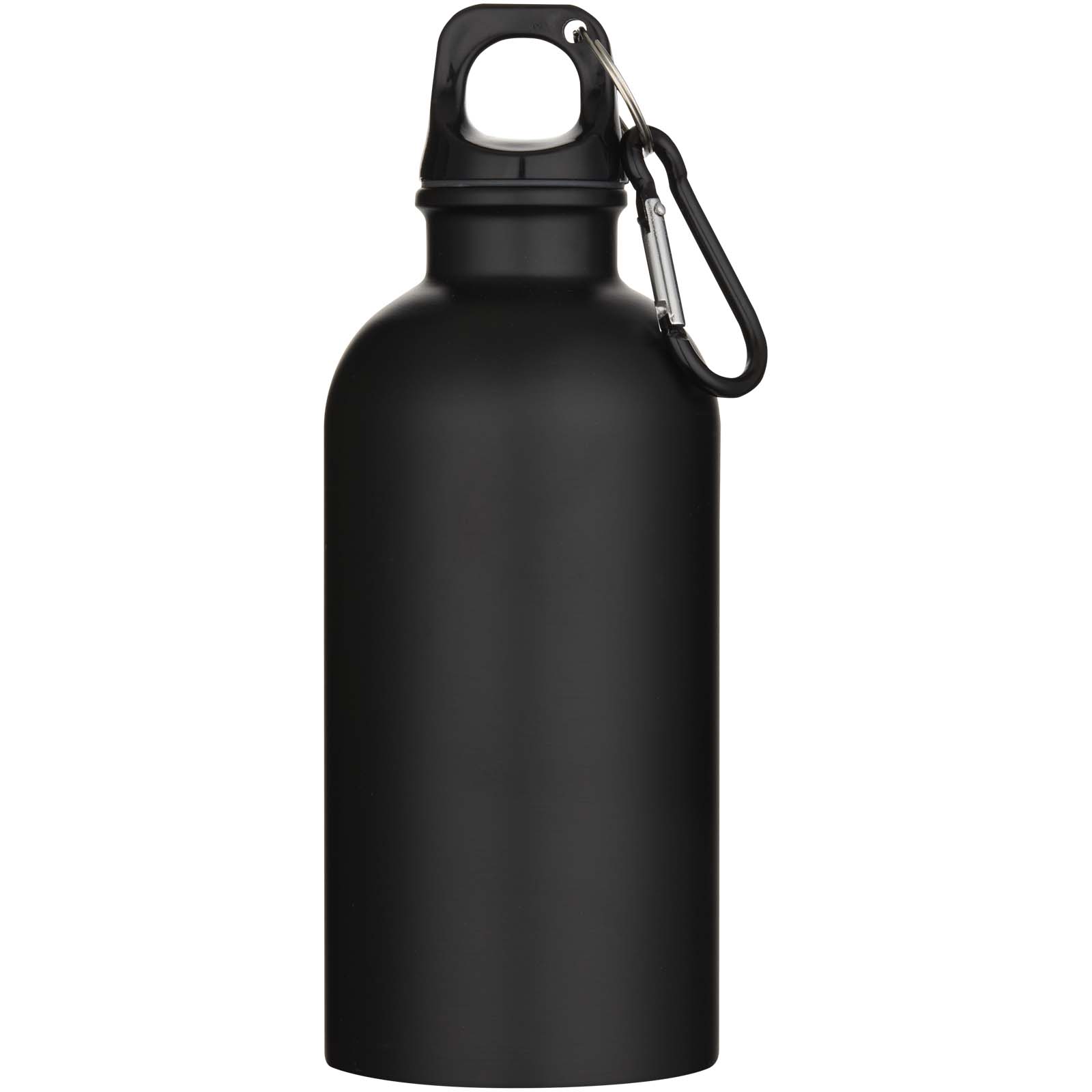 Oregon 400 ml matte RCS-zertifizierte einwandige Trinkflasche aus recyceltem Edelstahl mit Karabinerhaken schwarz