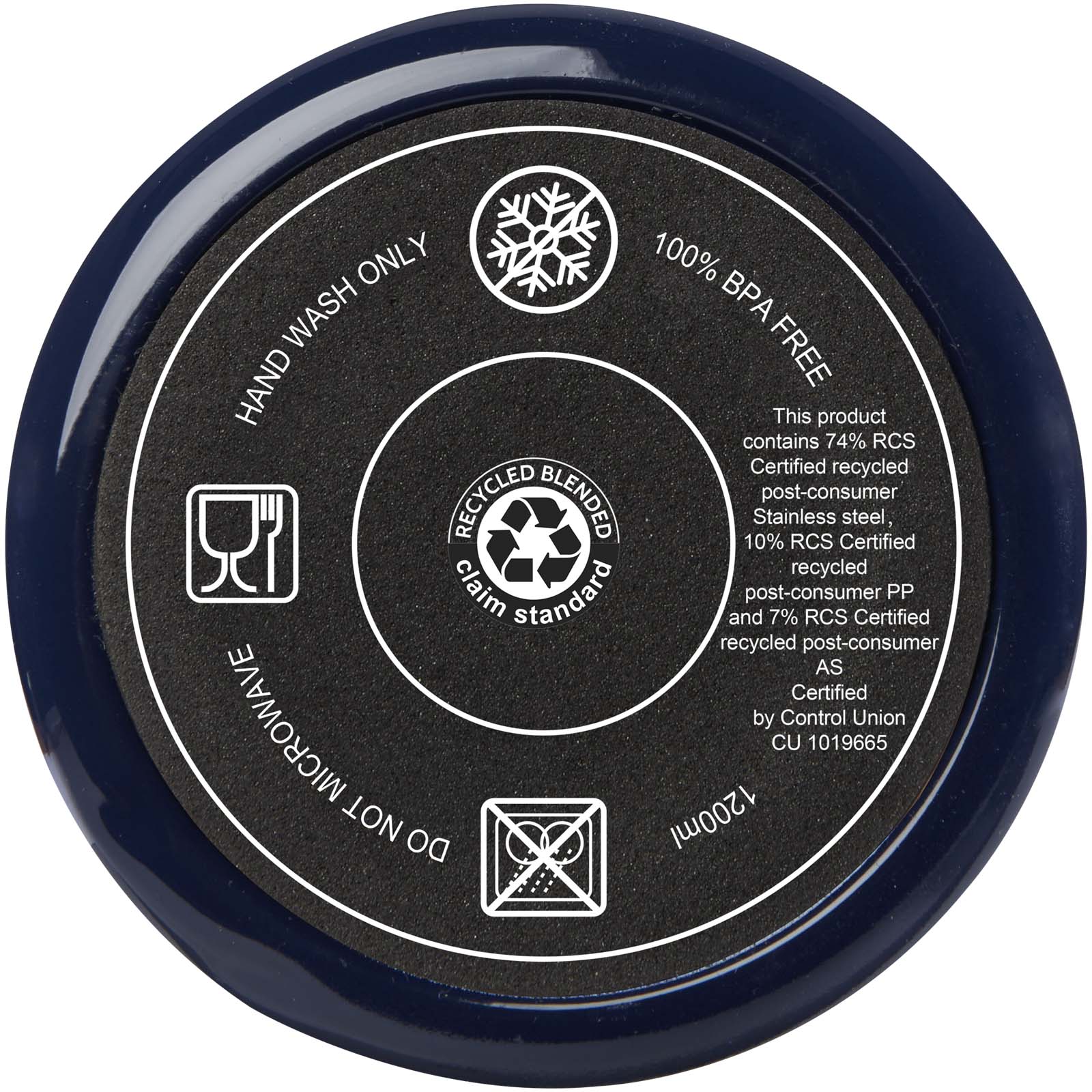 Melbourne 1200 ml RCS-zertifizierter Isolierbecher mit Strohhalm navy