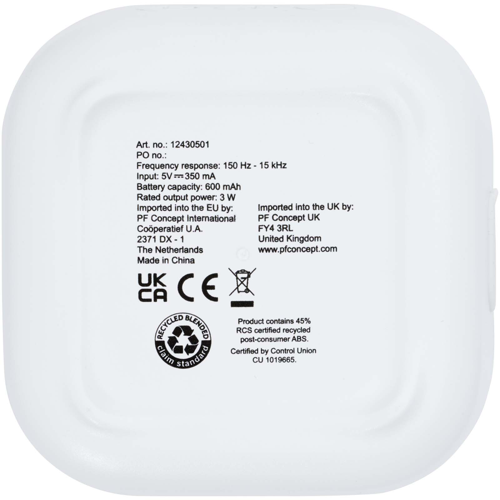 Stark 2.0 3 W Mini-Bluetooth®-Lautsprecher aus recyceltem RCS Kunststoff weiss