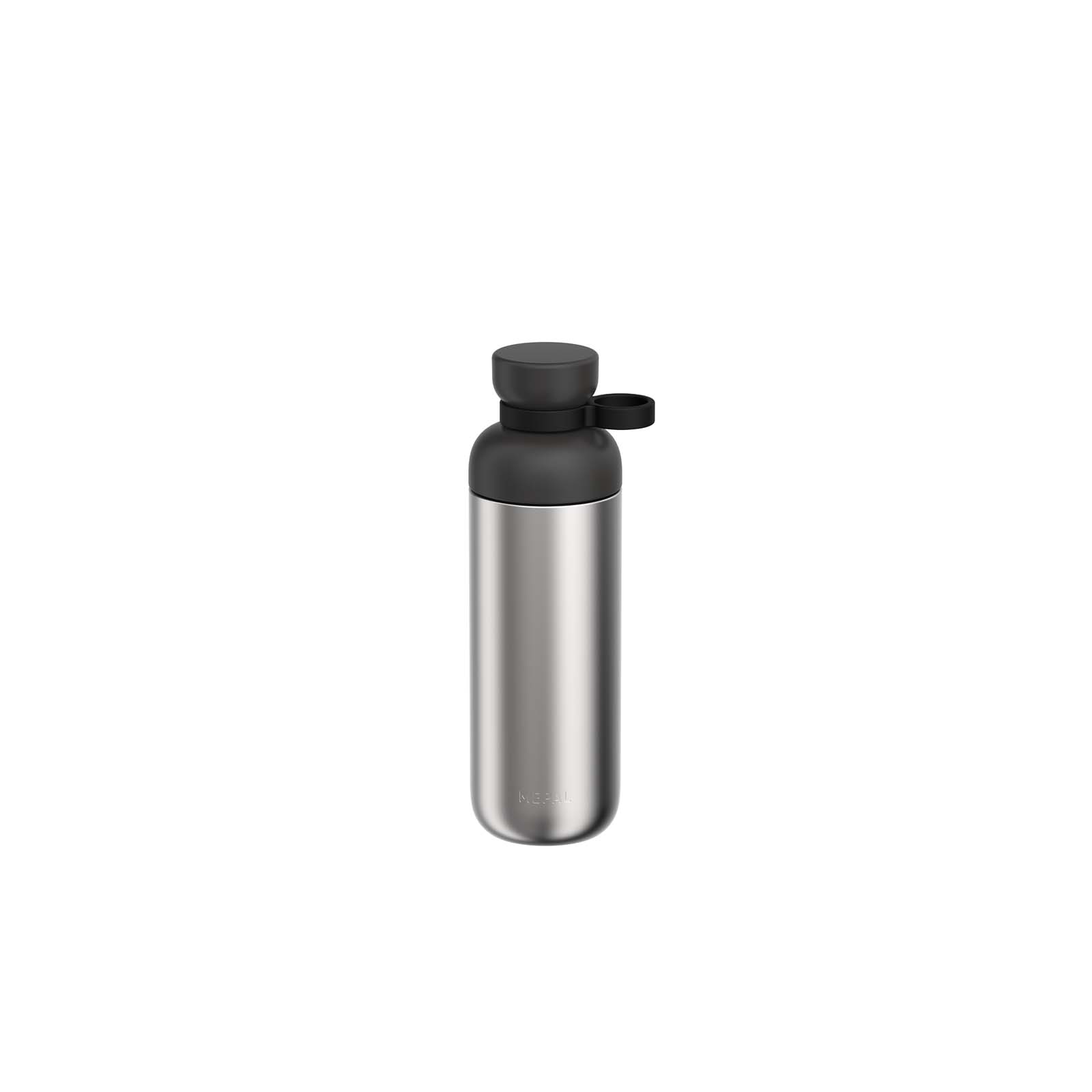 Mepal Vita 700 ml Wasserflasche aus recyceltem Edelstahl (Kohlensäure geeignet) schwarz