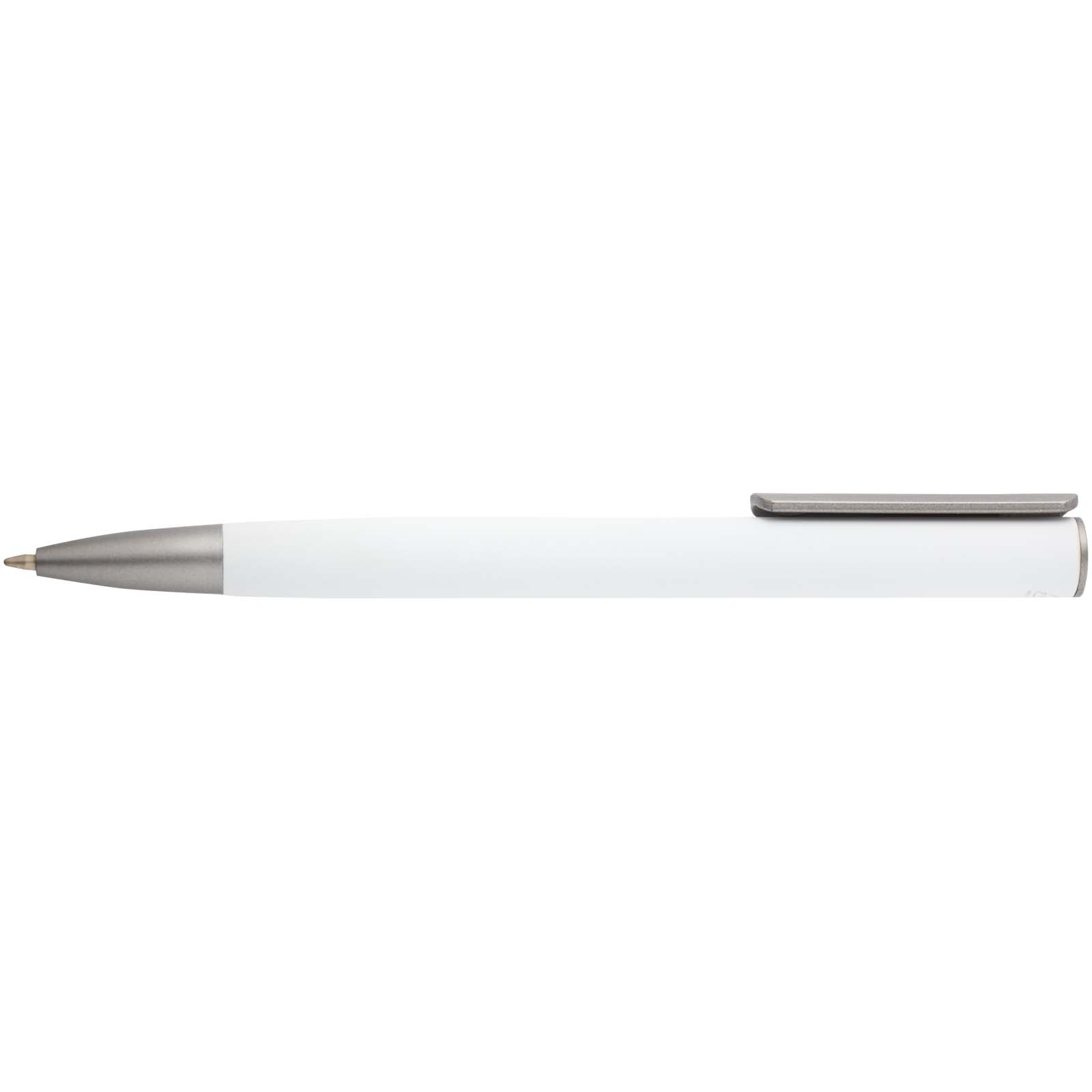 Ziguur Kugelschreiber aus recyceltem Aluminium (schwarze Mine) weiss