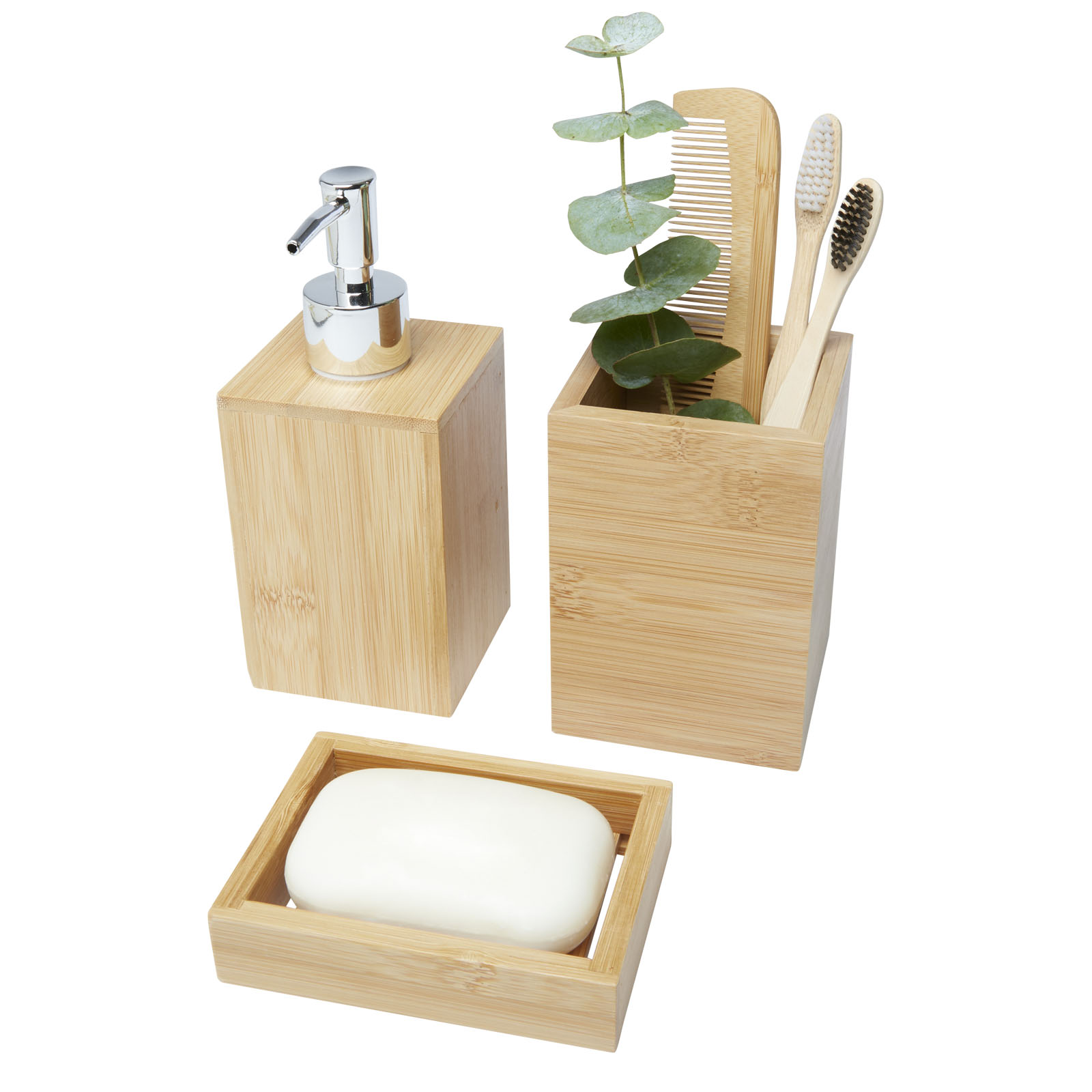 Hedon 3-teiliges Bambus Badezimmer-Set natural