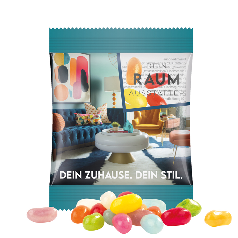 Minitüte 10 g, transparente kompostierbare Folie, Jelly Beans