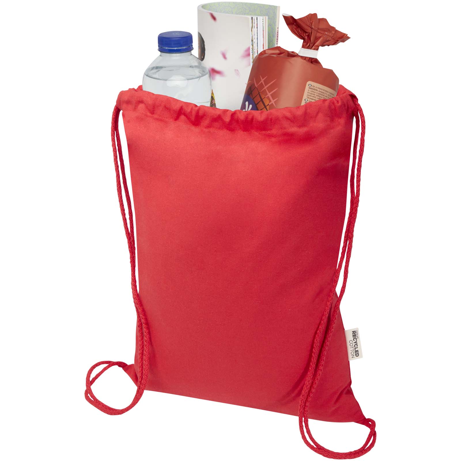 Peru Blend 180 g/m² Sportbeutel aus GRS recycelter Baumwolle 5L rot